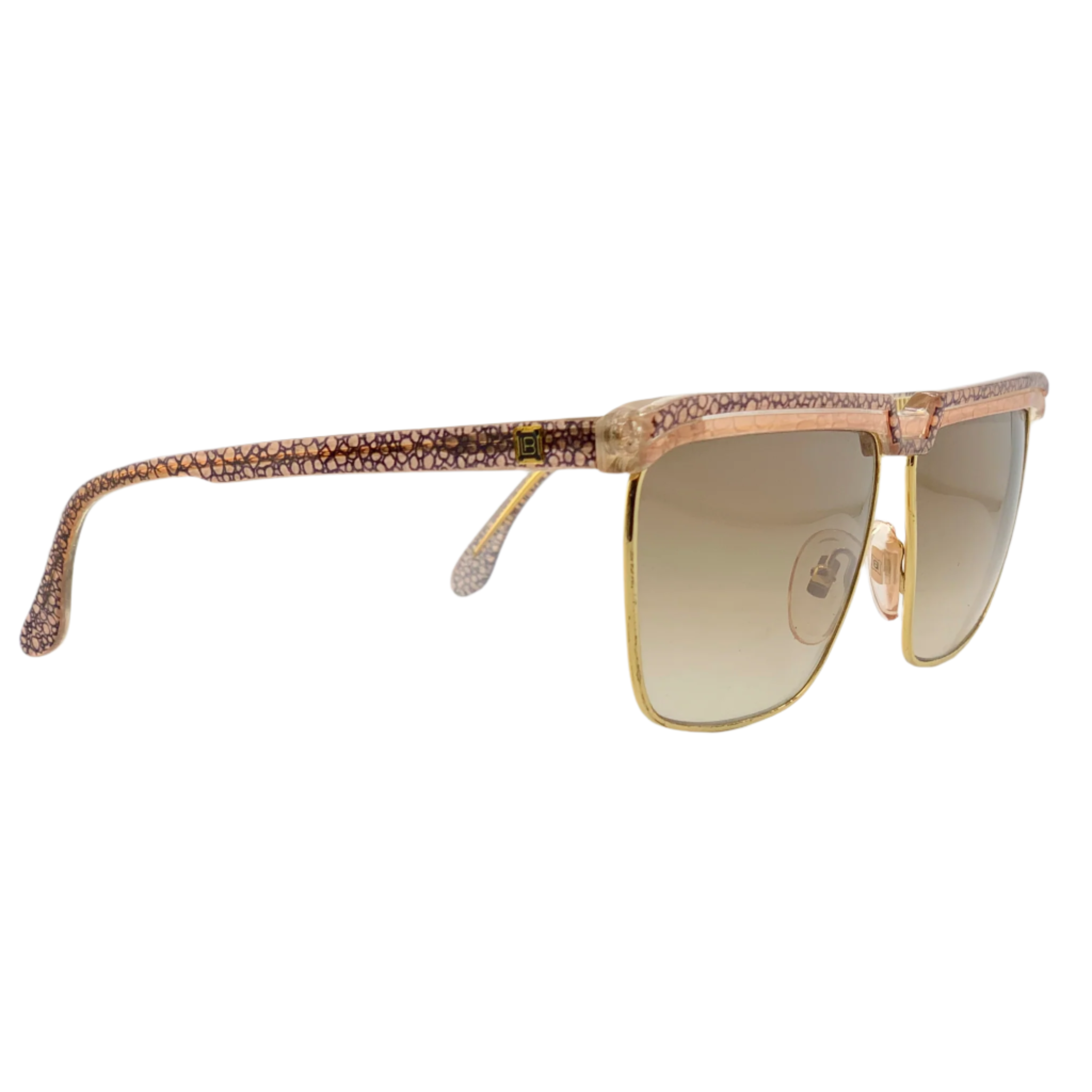 Vintage Laura Biagiotti Square T87 Peach/Gold Sunglasses for Men and Women