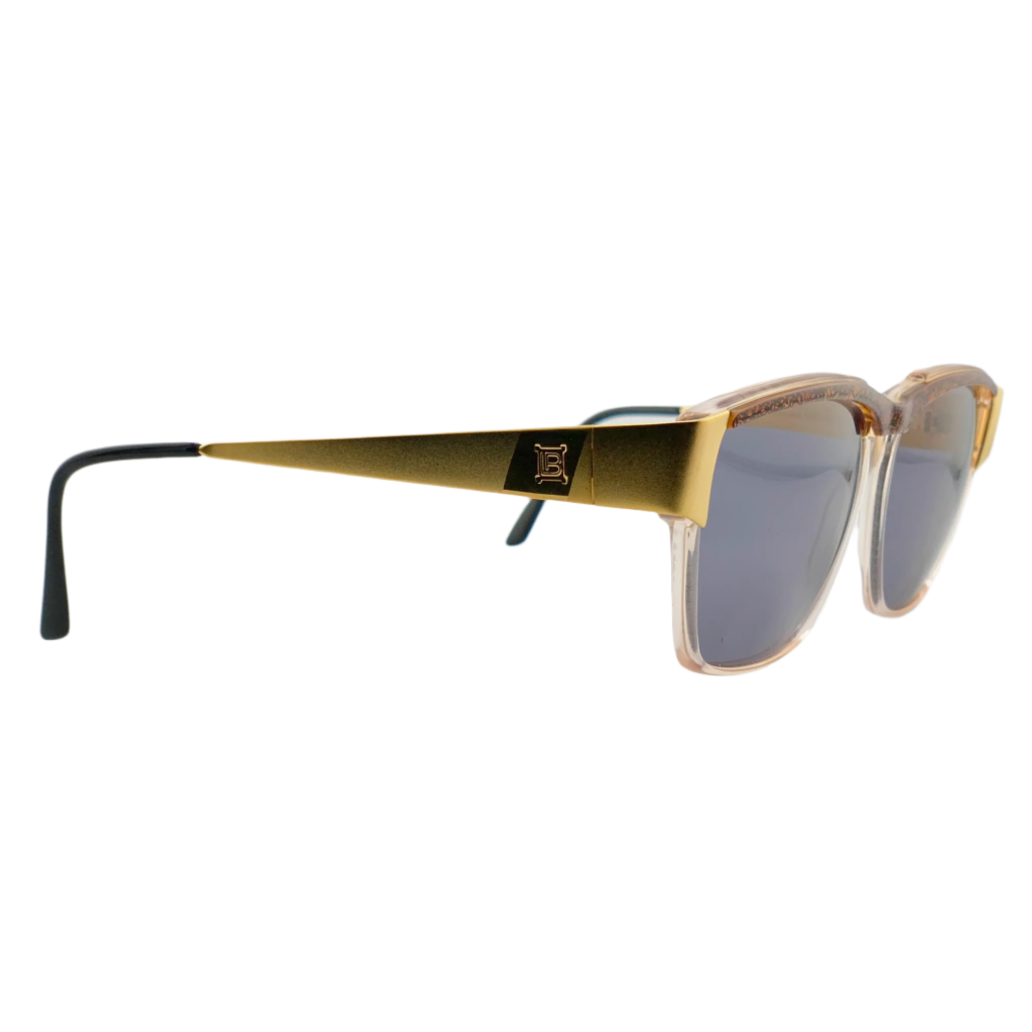 Vintage Laura Biagiotti square sunglasses in brown/gold for men and women, made in Italy, with grey lenses, in superb condition, never worn