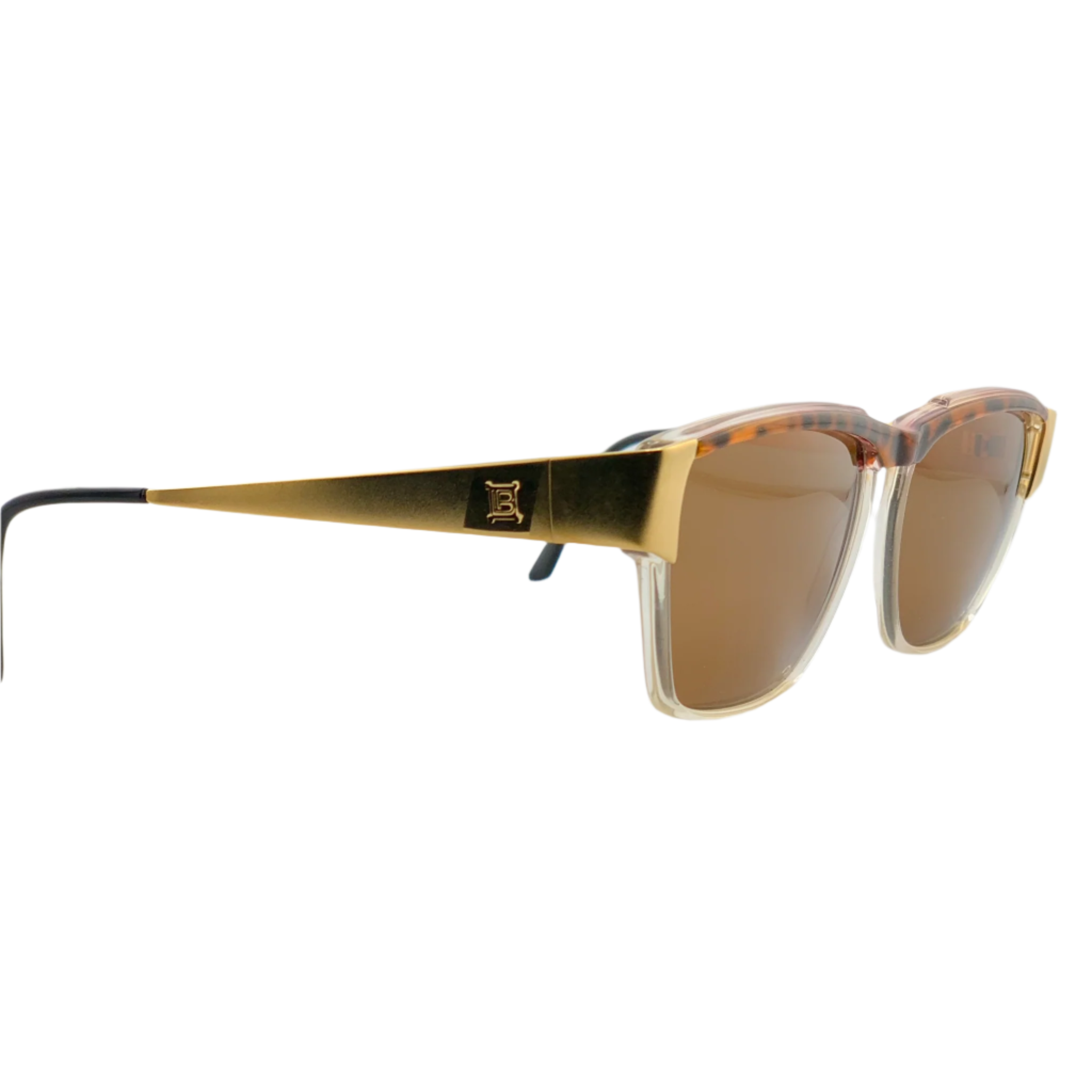 Vintage Laura Biagiotti Square T95/S sunglasses in tortoise/gold for men and women from Italy, with brown lenses and superb condition, never worn or sold, guaranteeing authenticity
