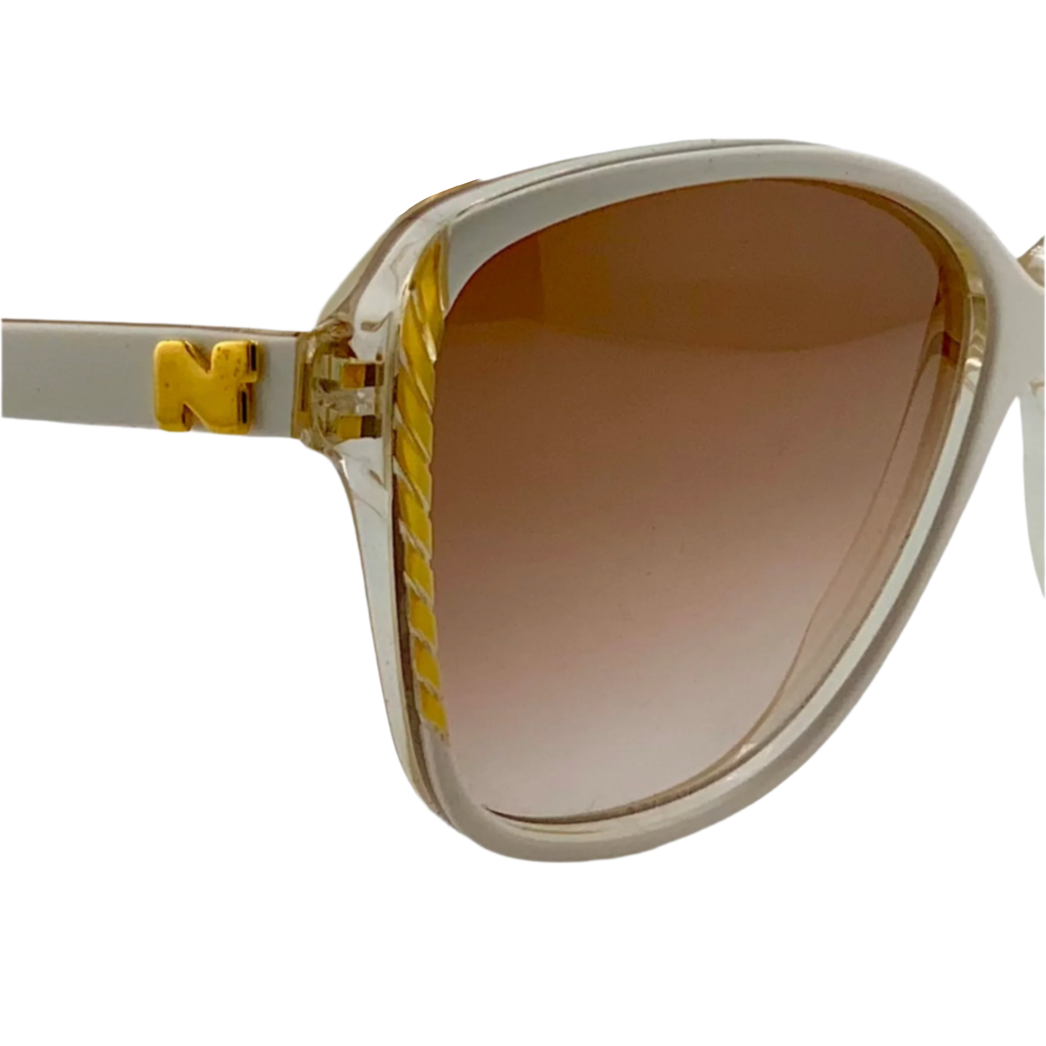 Vintage Nina Ricci Square 1027 sunglasses in White/Gold for Men and Women, with Brown lenses