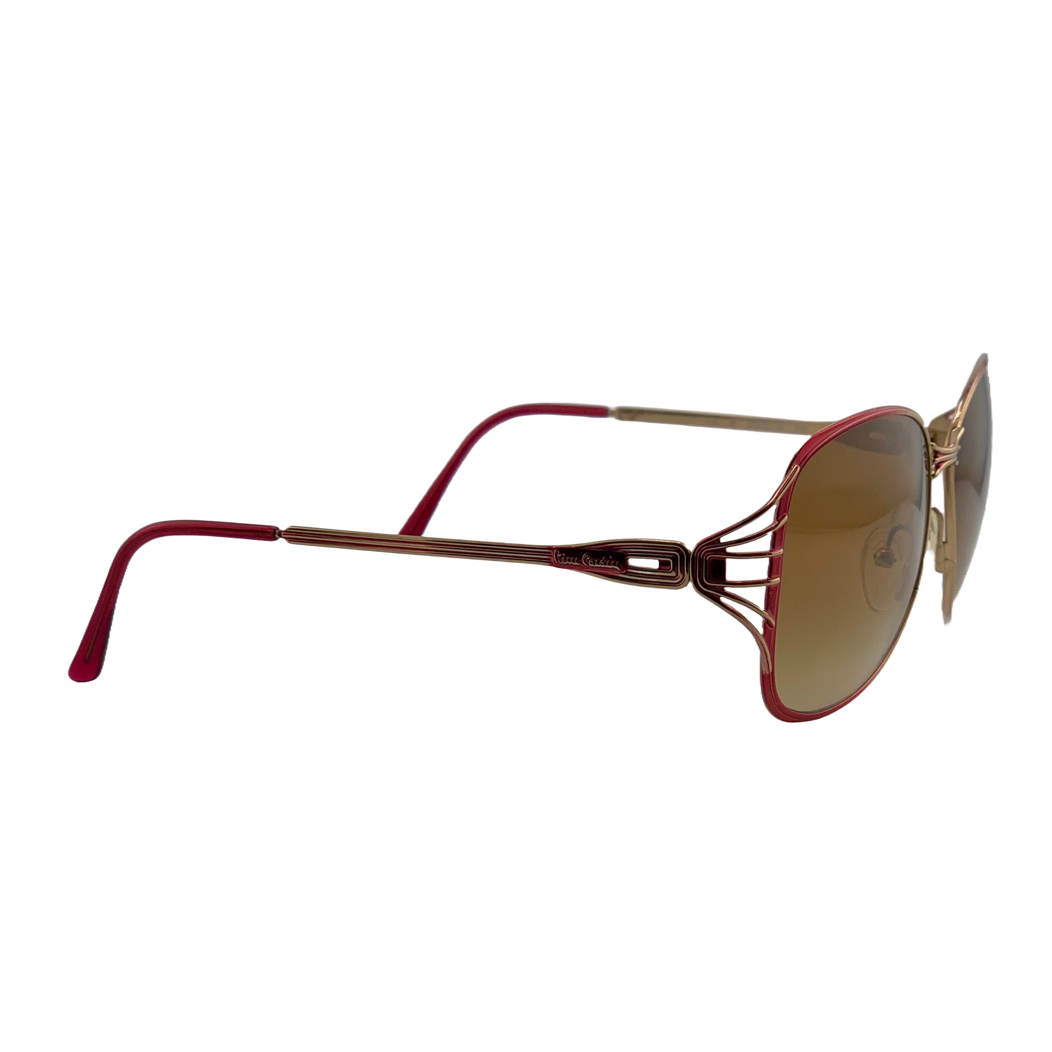 Vintage Pierre Cardin Oval 8022/S E20 sunglasses for men and women in red and gold frame with brown lenses made in France and in superb condition