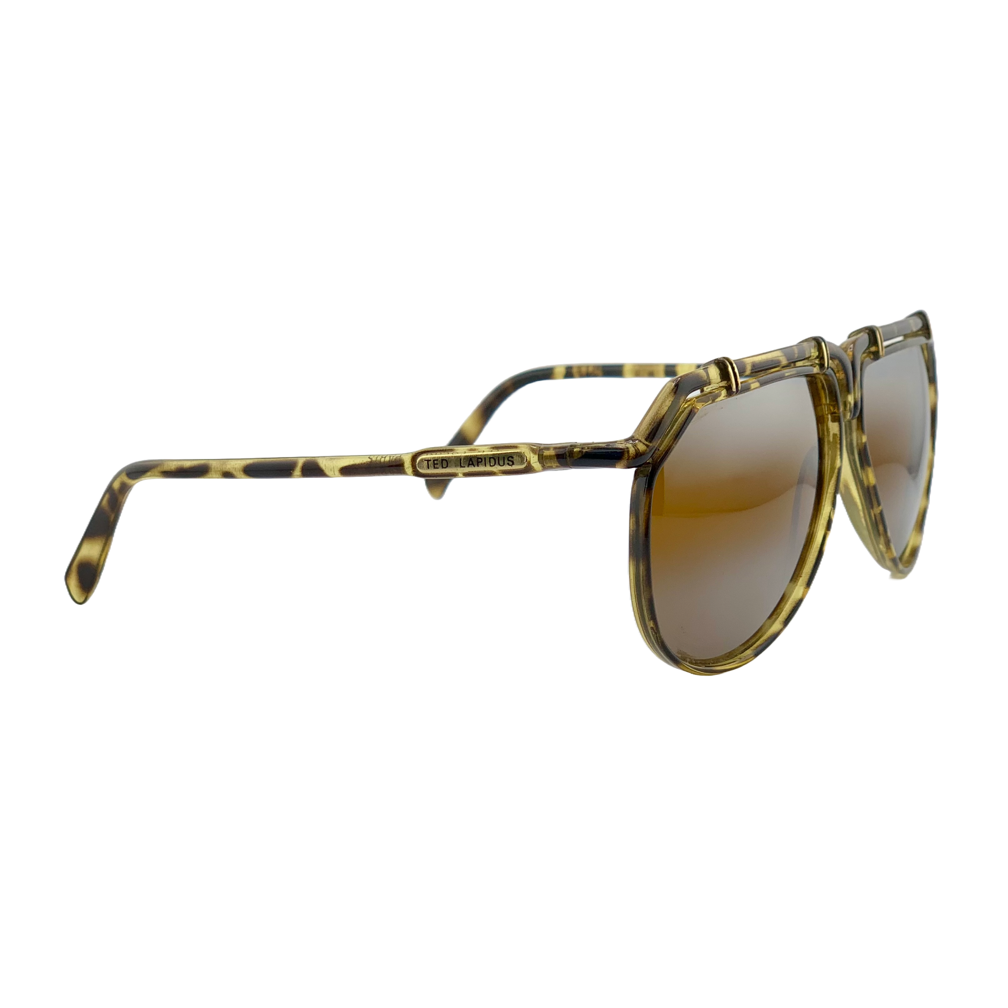 Vintage Ted Lapidus Round TL16 14 sunglasses for men and women in tort frame and brown lenses, made in France and in superb condition