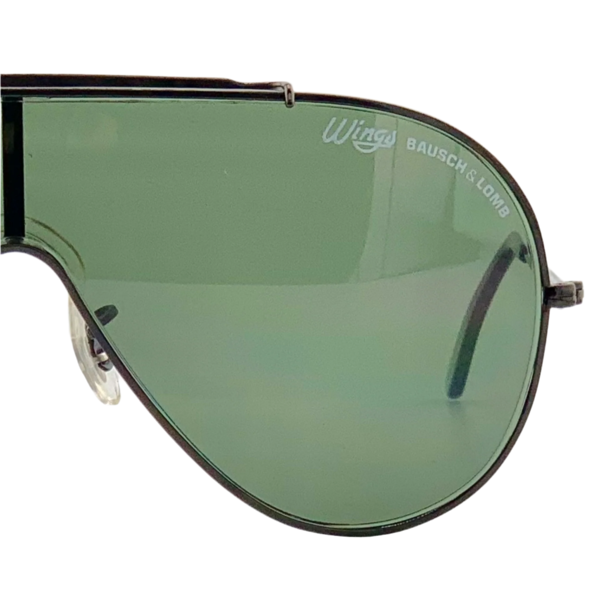 Wings by Bausch and Lomb Visor L1384 vintage sunglasses, black frame, green lens, made in Germany, never worn, superb condition, authentic original for men and women