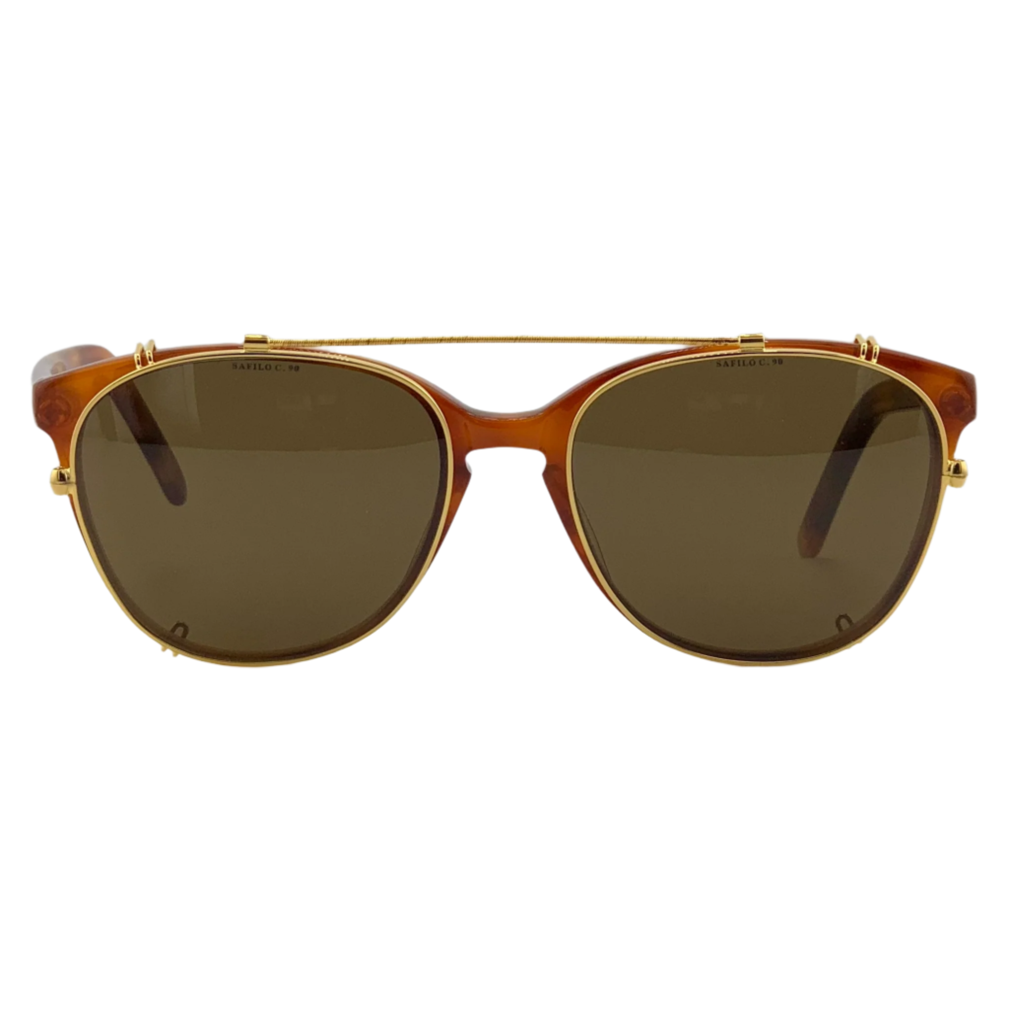 Vintage Safilo round sunglasses for men and women in brown and gold frame
