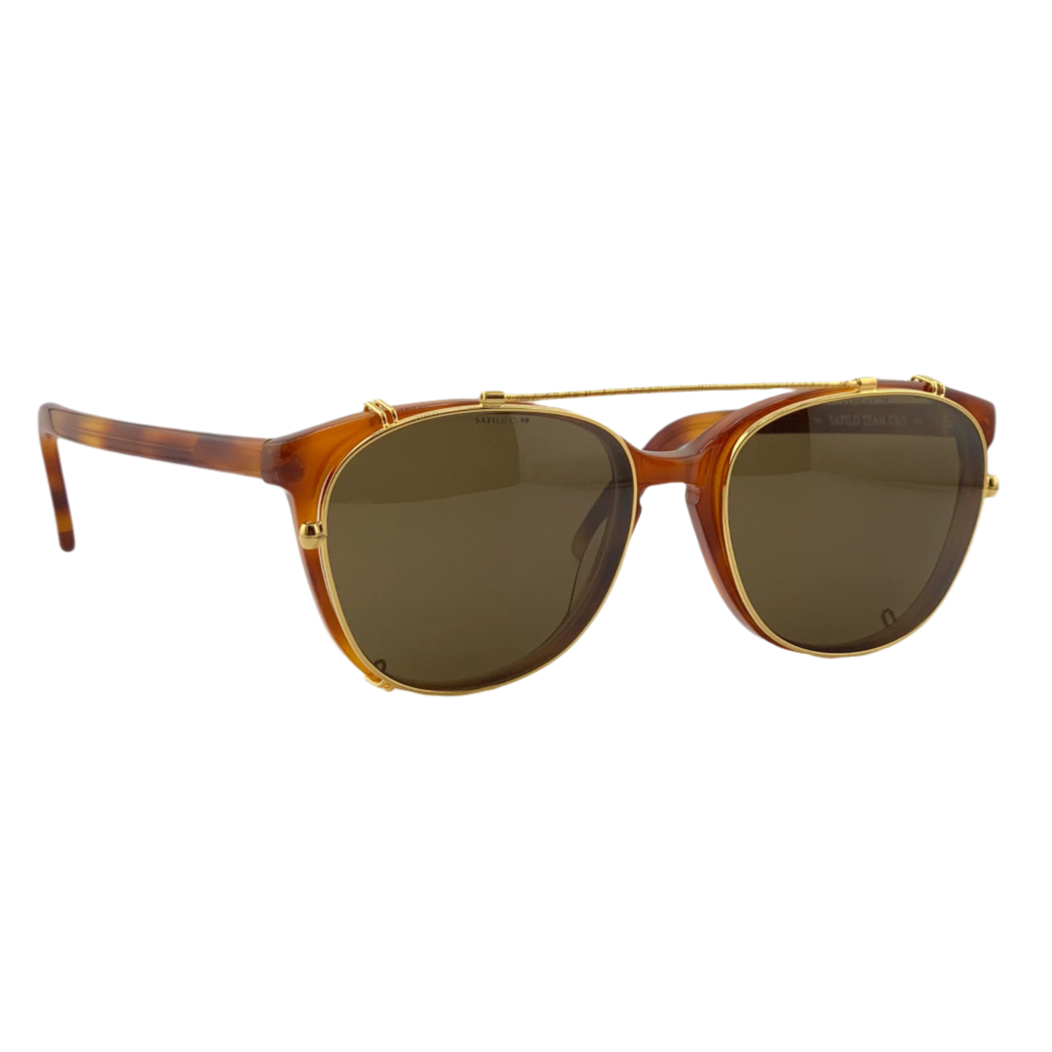 Safilo round sunglasses with brown lenses made in Italy