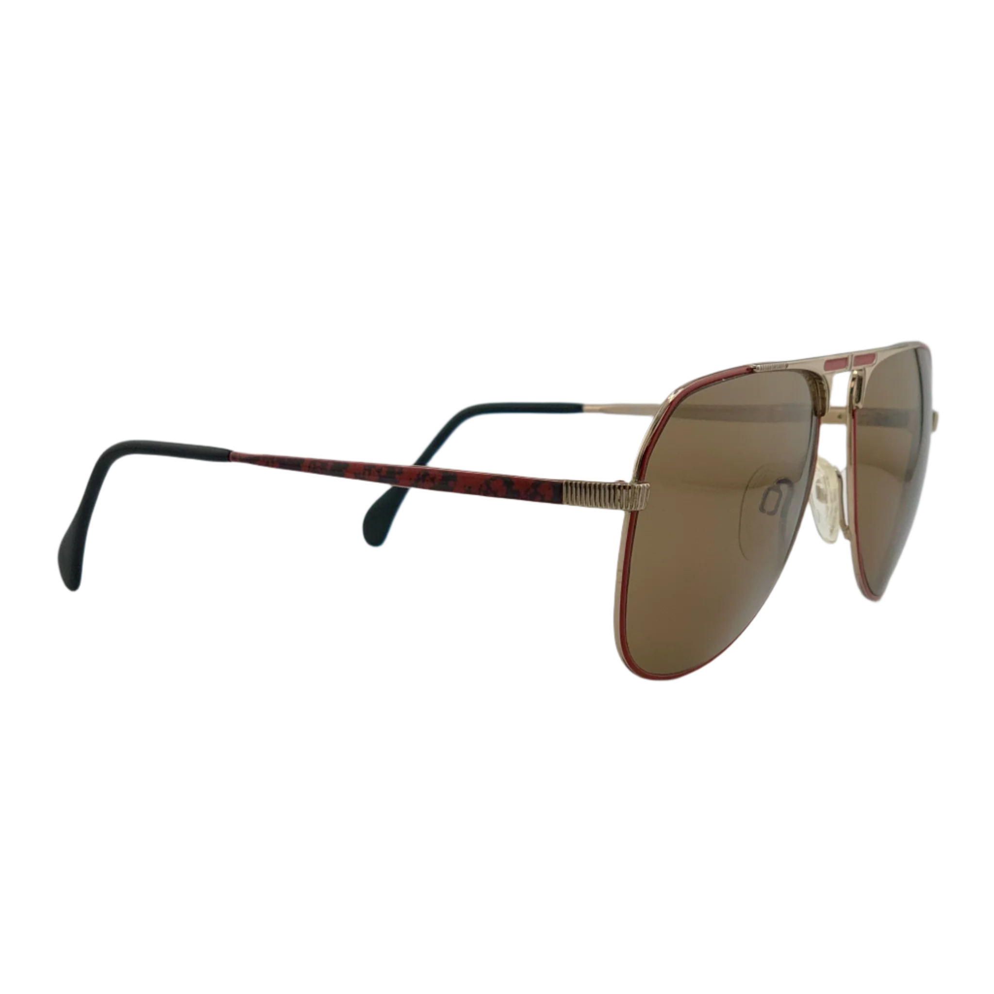 Authentic vintage Menrad Aviator 311 710 sunglasses in red frame and brown lenses, made in Germany, never before worn or sold, in superb condition
