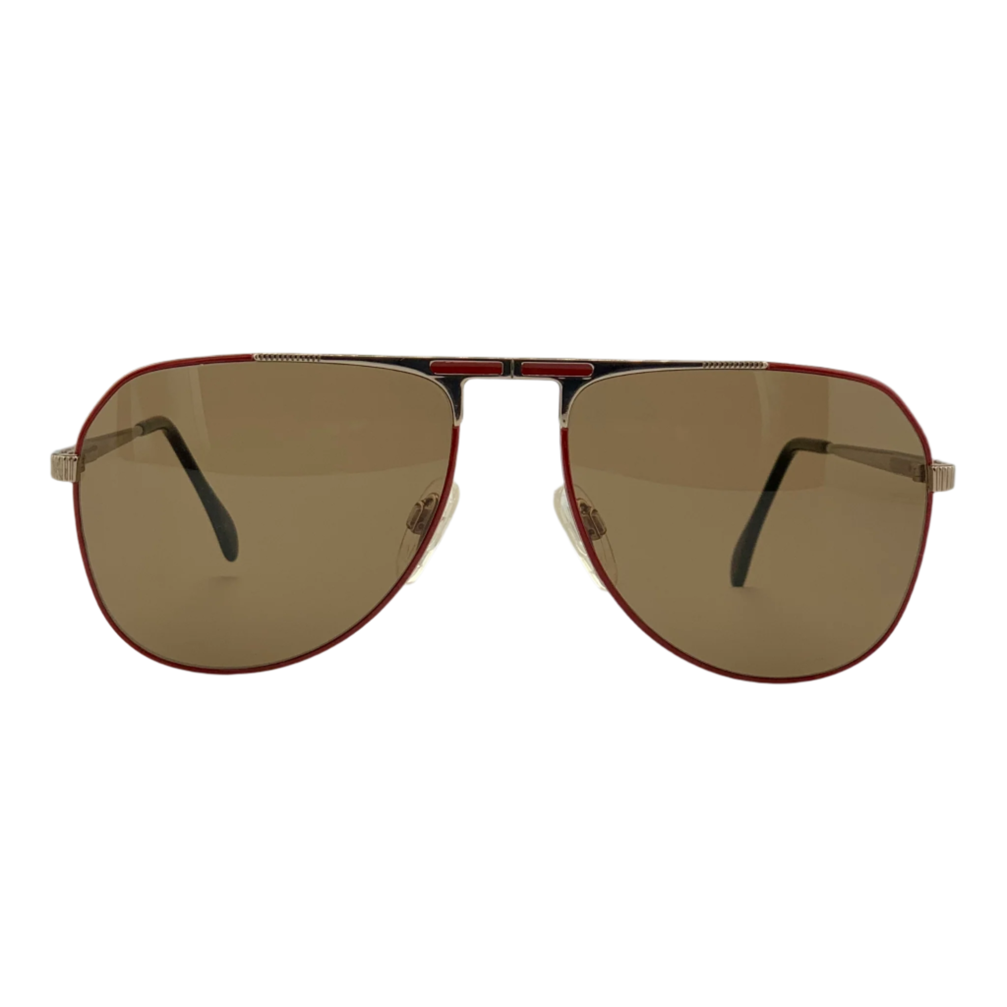 Vintage Menrad Aviator 311 710 sunglasses for men and women, with a red frame and brown lenses, made in Germany, in superb condition and never before worn or sold