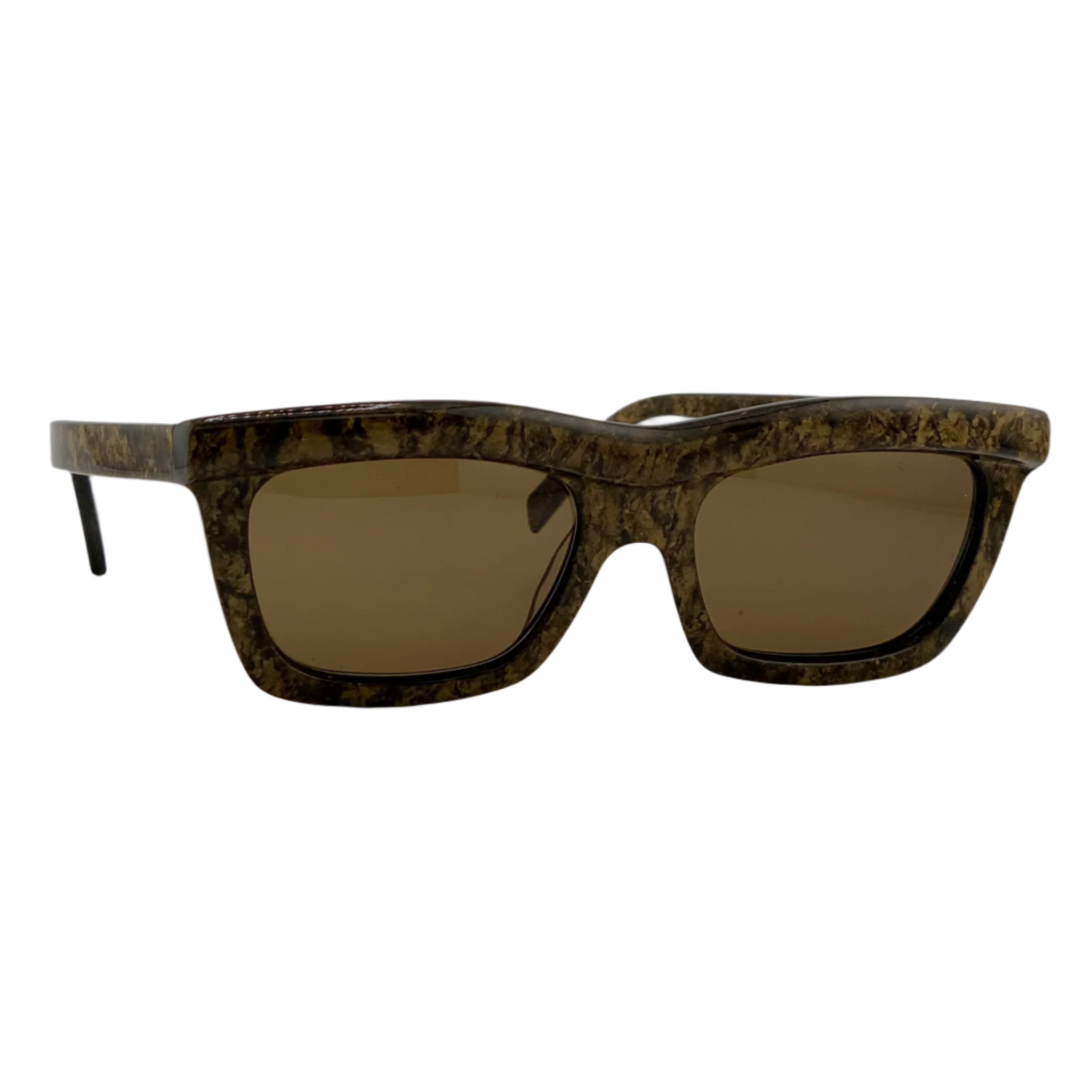 Close-up of the brown frame of Alain Mikli Rectangle 88 sunglasses