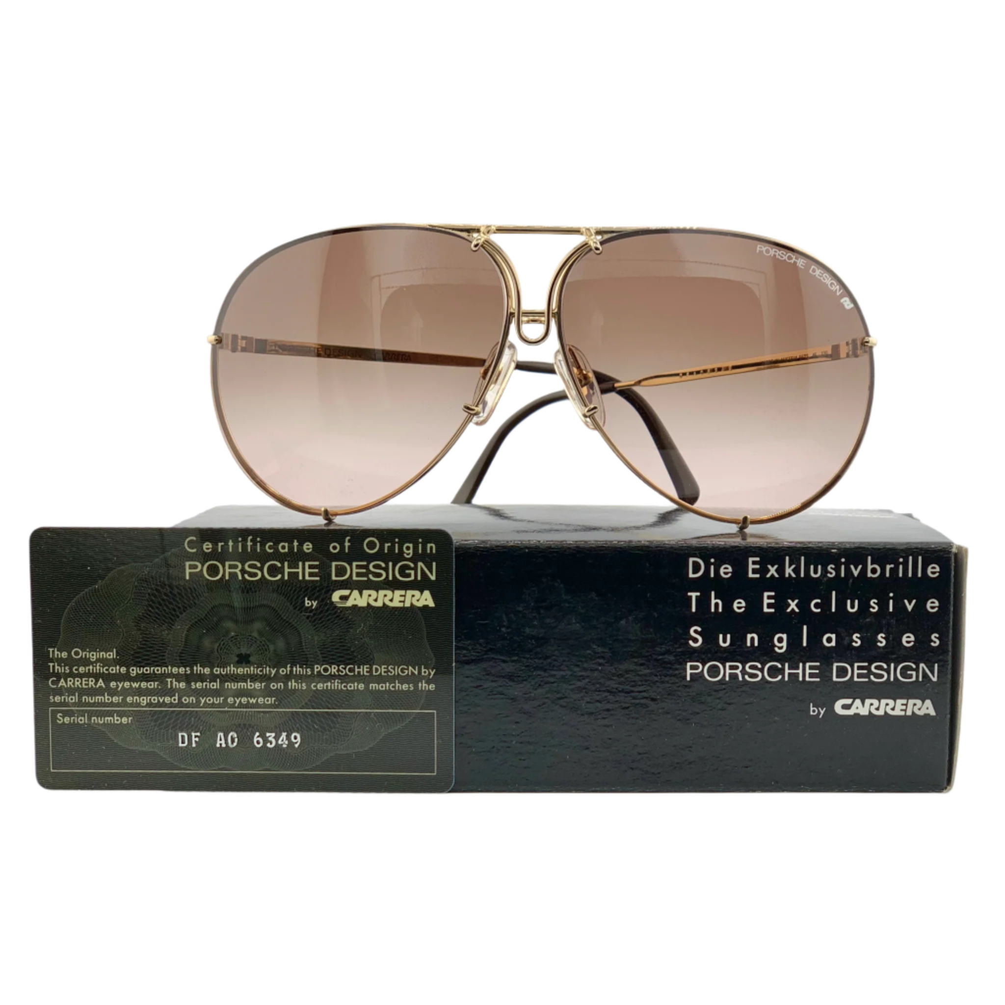 Vintage Porsche Aviator 5623 46 sunglasses for men and women, with gold frame and brown lenses providing 100% UV protection