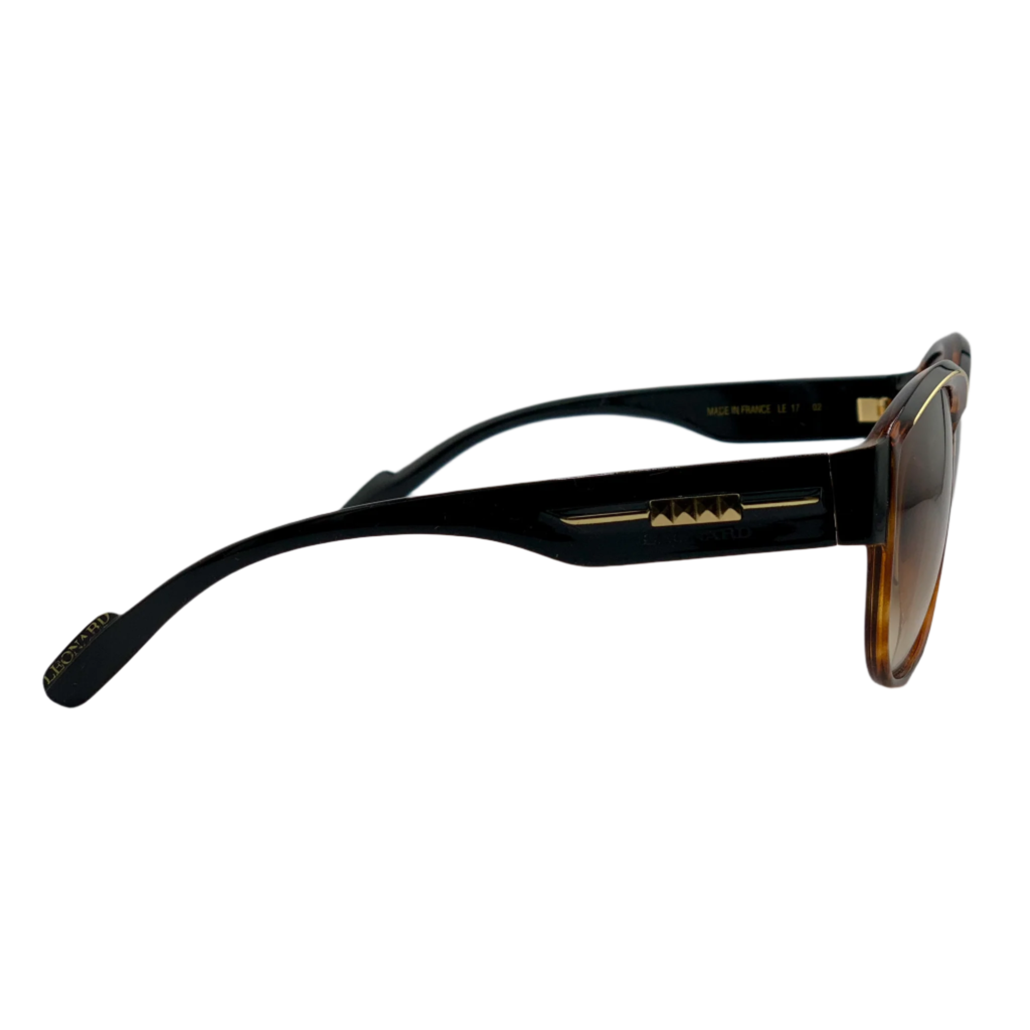 Vintage Leonard Square LE17 02 sunglasses for men and women in brown and black frame and brown lens, made in France, in superb condition, never worn or sold, authentic original