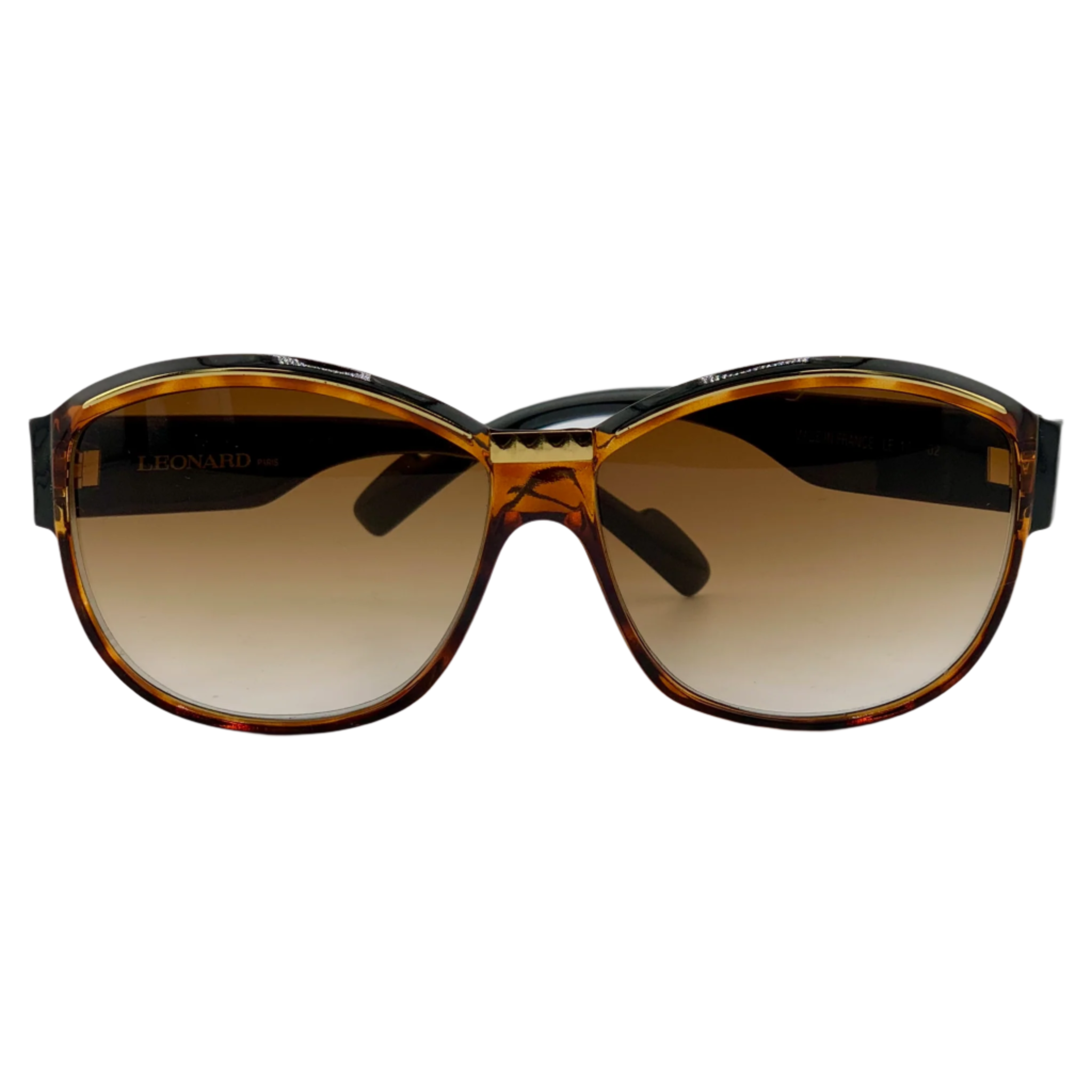 Vintage Leonard Square LE17 02 sunglasses for men and women in brown and black frame and brown lens, made in France, in superb condition, never worn or sold, authentic original