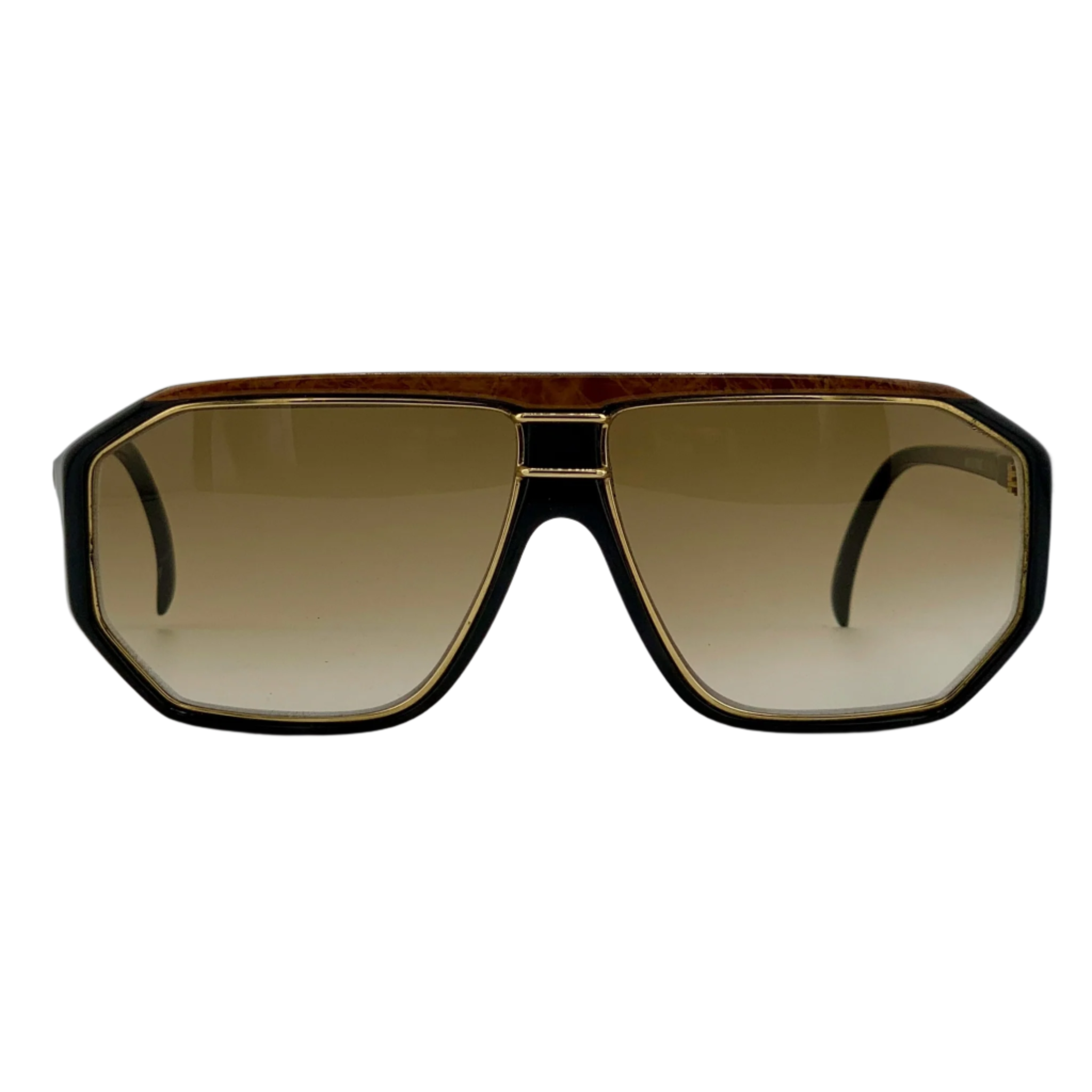 LEONARD SQUARE LE 54 09: Silver metal frame with black accents and rectangular lenses
