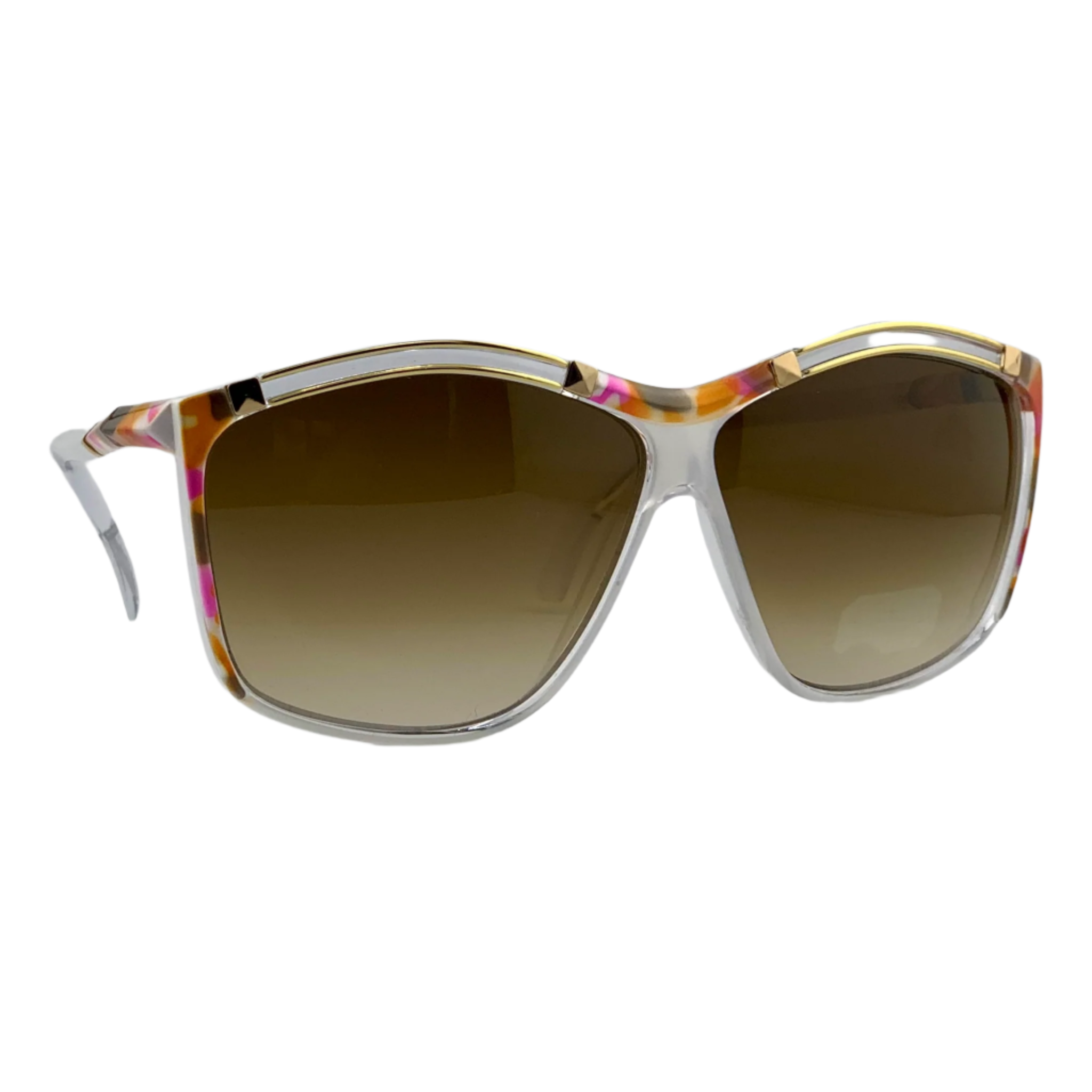 Vintage Leonard Square LE15 06 sunglasses for men and women in clear frame and brown lens, made in France and in superb condition, never before worn or sold