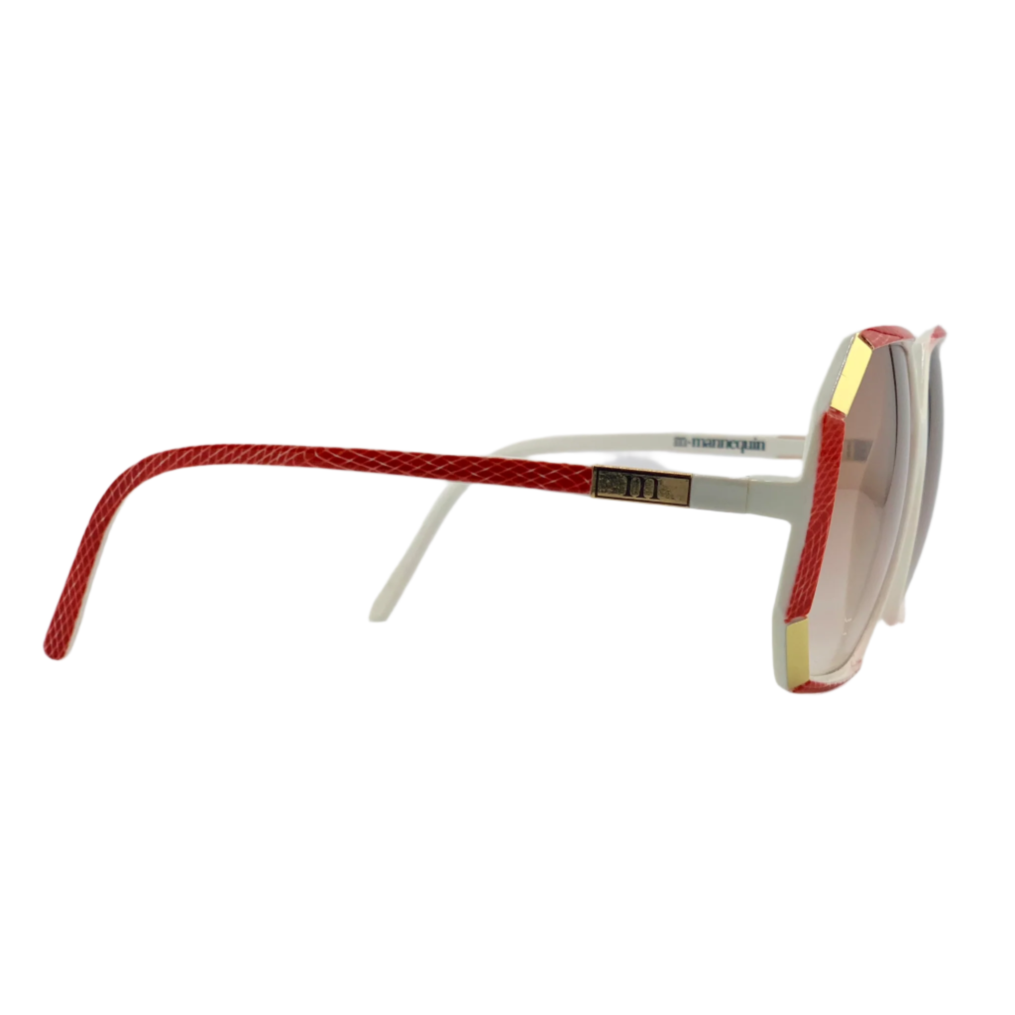 Vintage unisex sunglasses, never worn or sold, made in France with white/red frame and brown lens
