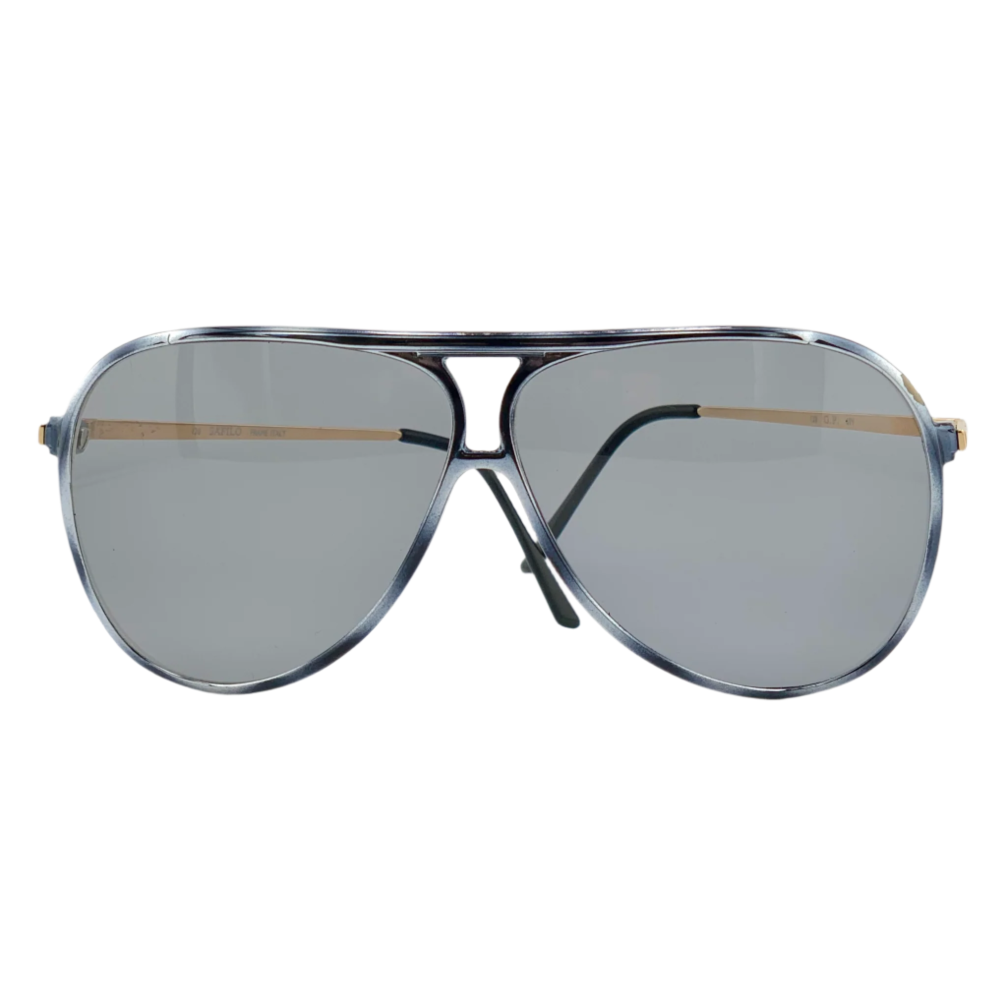 Original vintage Safilo Aviator sunglasses in silver metallic frame and grey lens