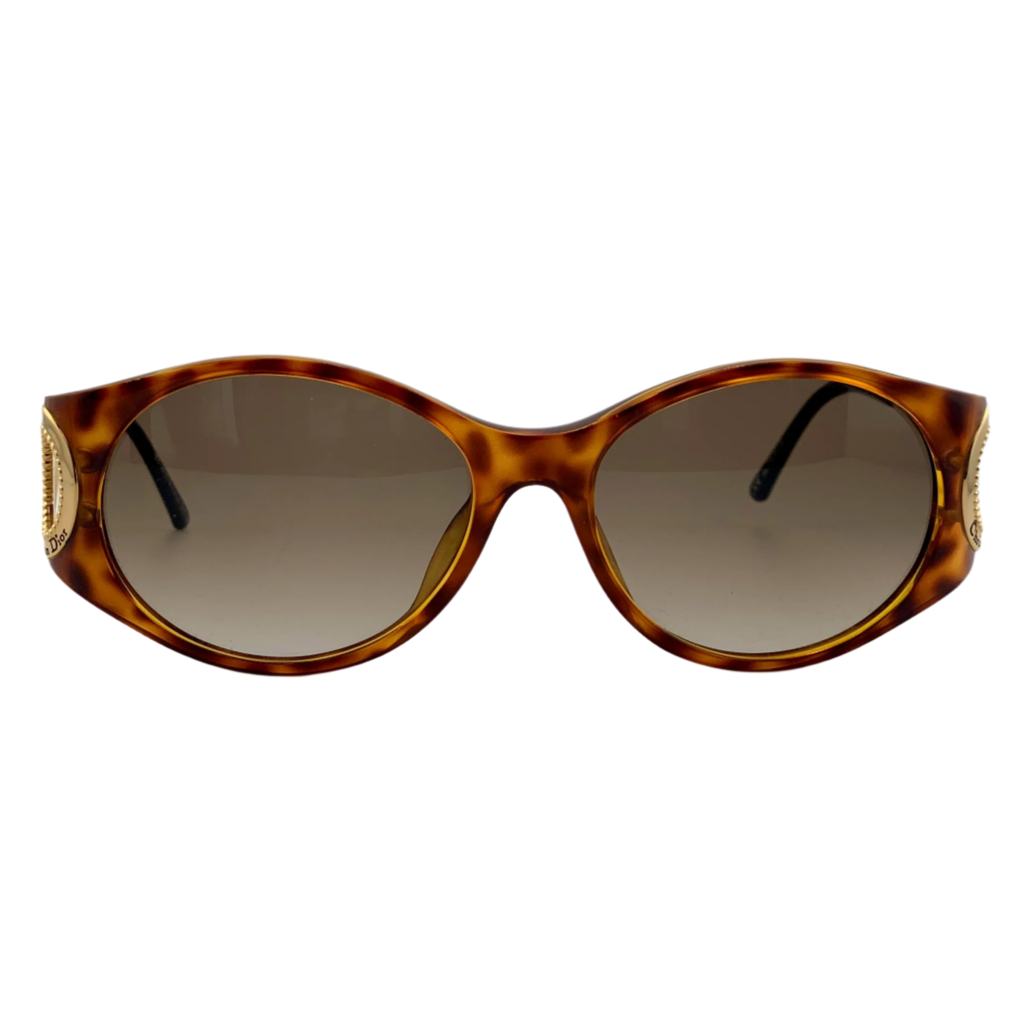 Vintage Christian Dior Oval sunglasses in Tort/Gold frame, Grey lens