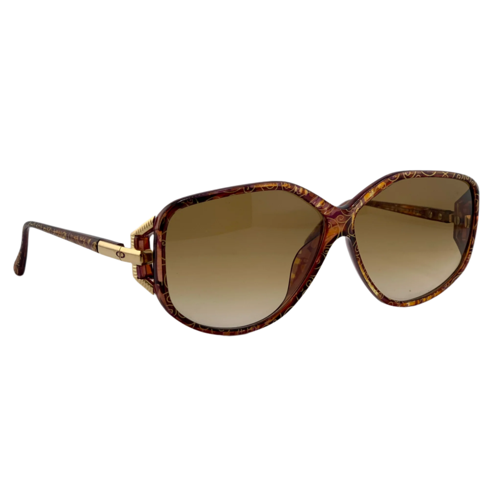 Unisex Christian Dior Oval sunglasses in brown and gold