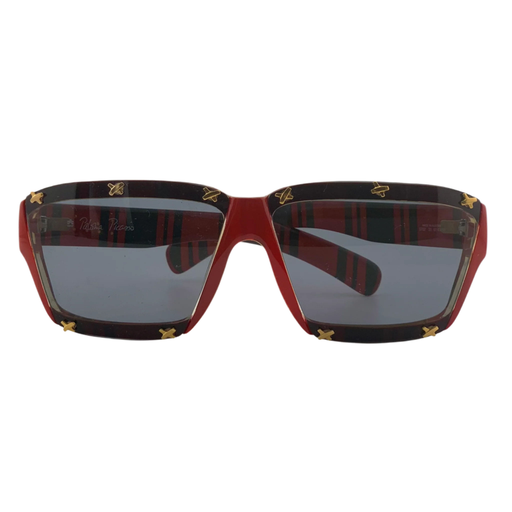 Black and gold square sunglasses with sleek design by Paloma Picasso