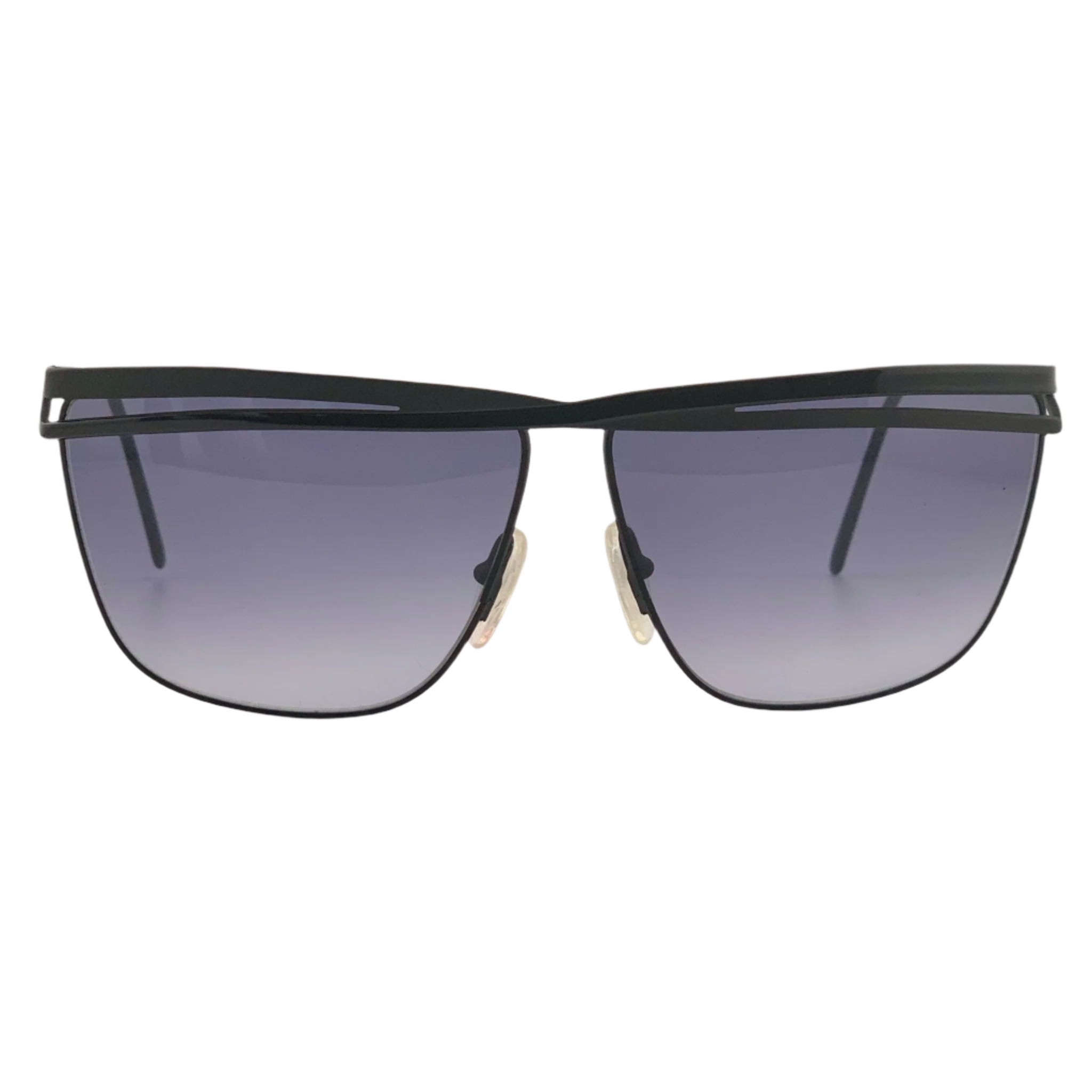 Brown square sunglasses with gold accents and brand name logo