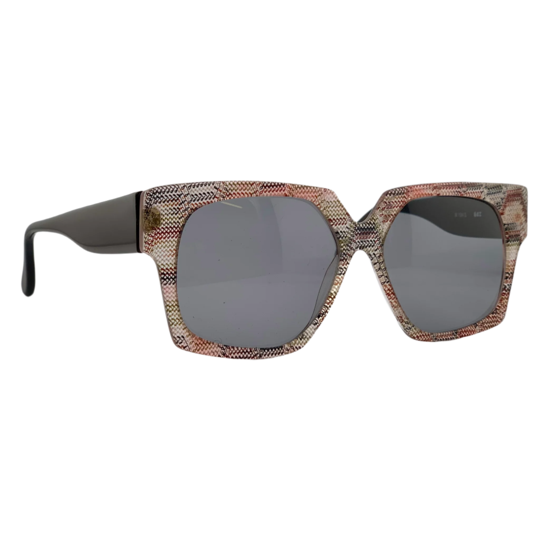 Multicolored square patterned Missino sunglasses with brown tinted lenses