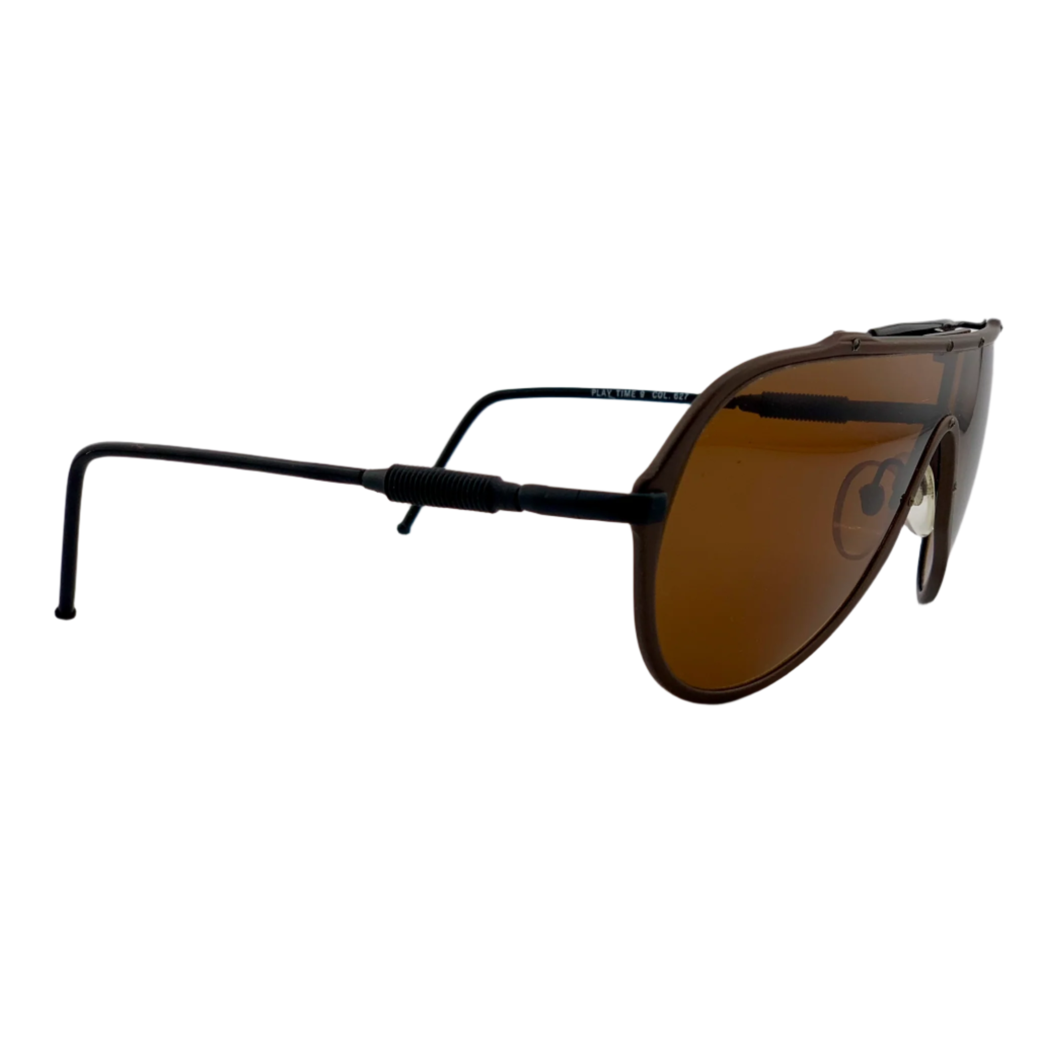 Unisex Metal Vista Visor sunglasses with clear and navy frame, purple lens