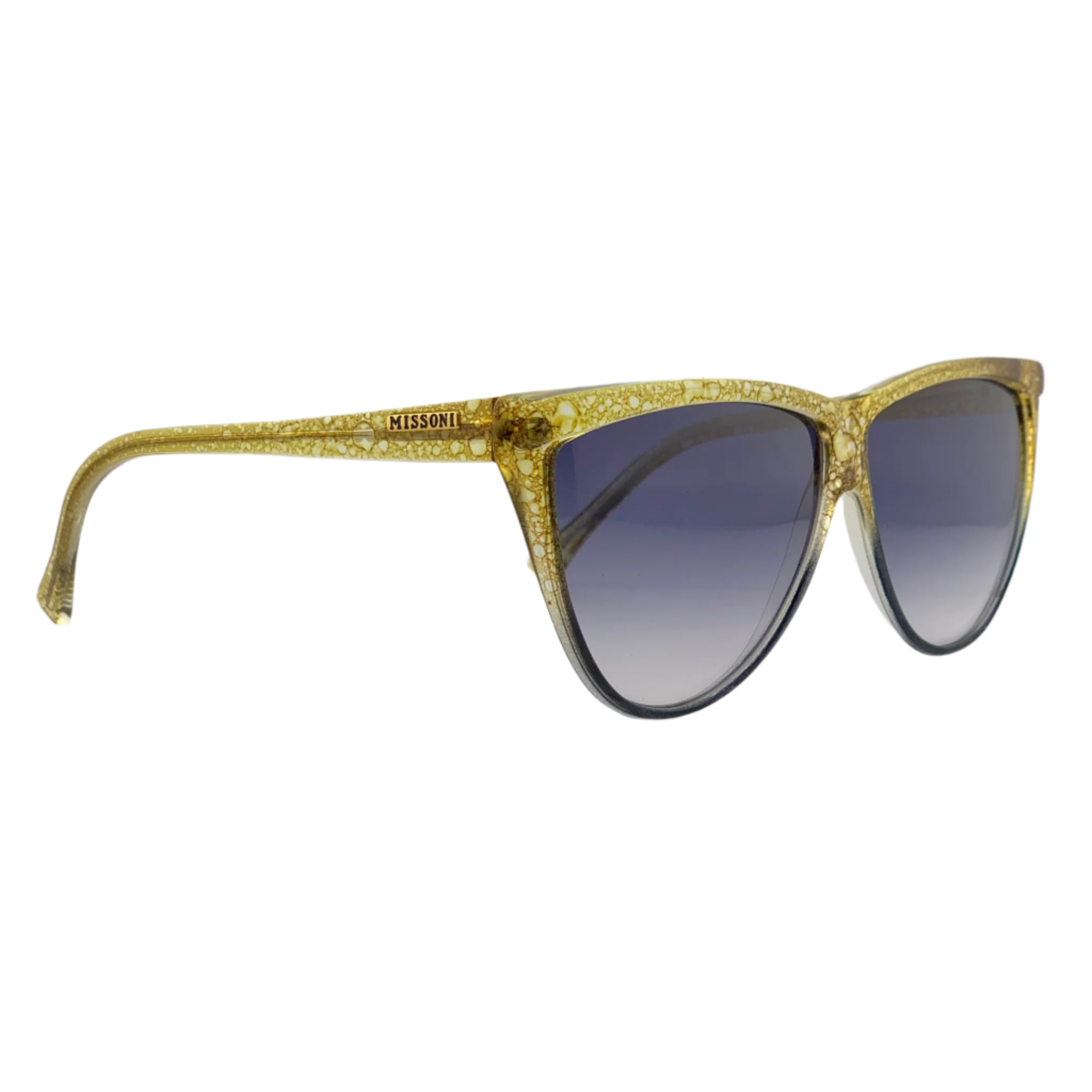 Colorful oval-shaped sunglasses with a bold Missoni pattern and UV protection