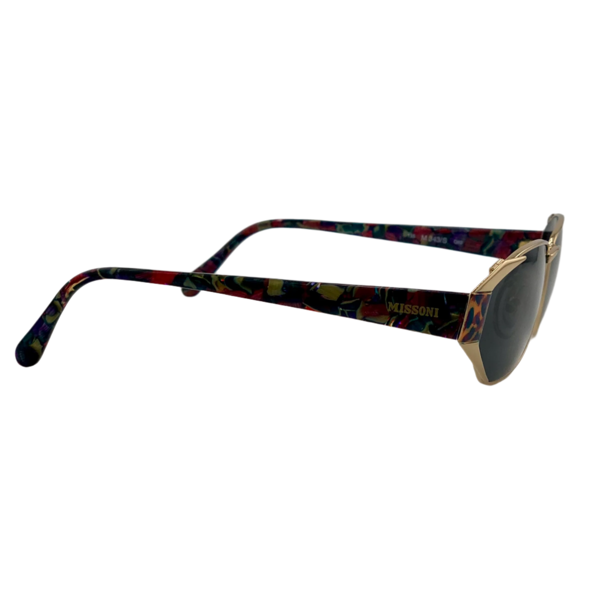 Authentic vintage Missoni Oval sunglasses, crafted in Italy with durable materials and featuring grey lenses and gold/animal print frames