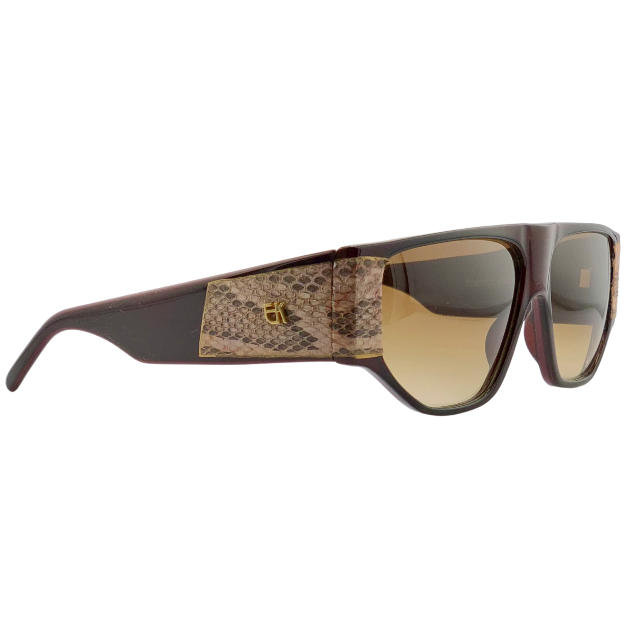 Original vintage Emmanuelle Khanh Square 3030 PT sunglasses, suitable for both men and women, featuring brown frames and lenses, made in France, in excellent, unworn condition