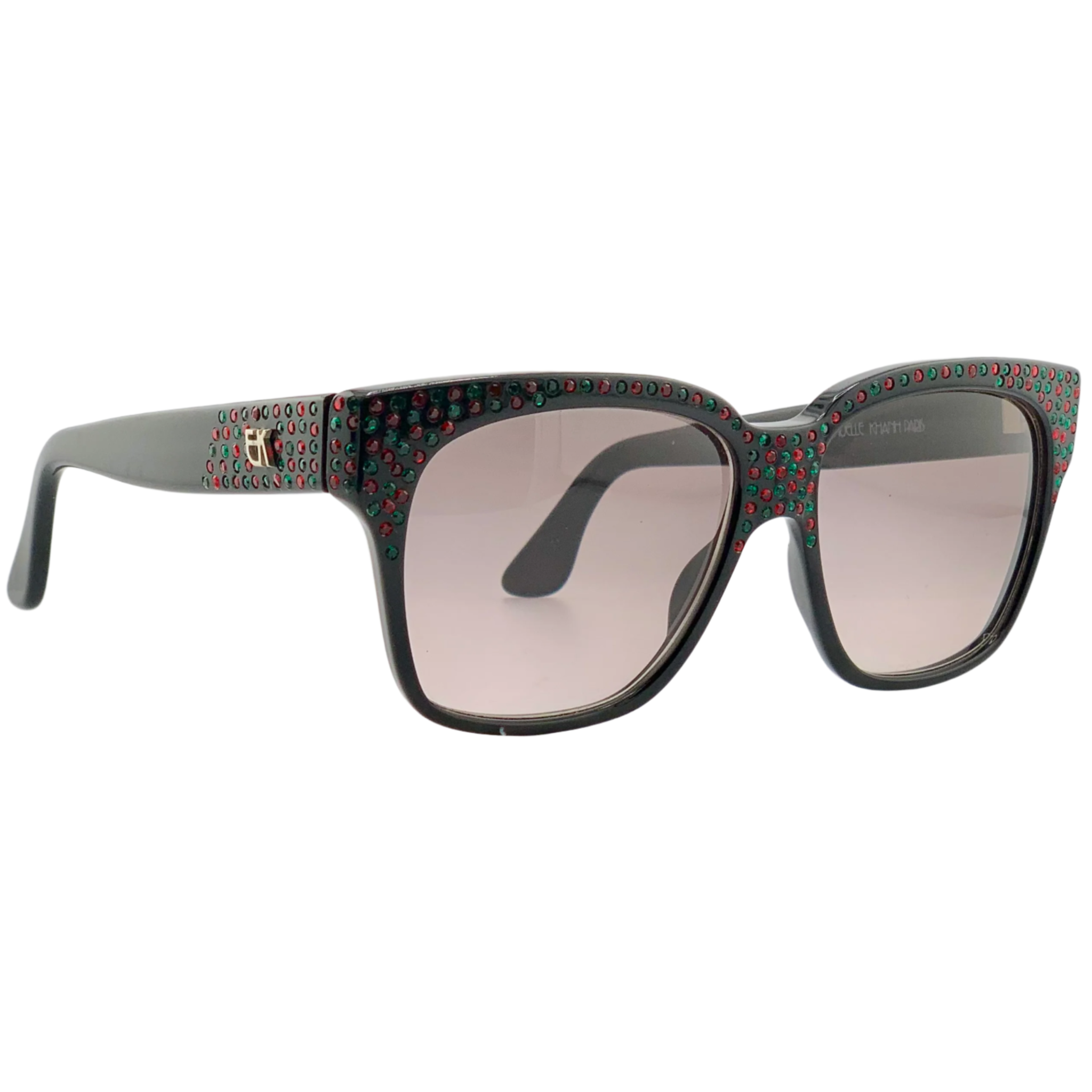 Unworn vintage Emmanuelle Khanh square sunglasses, black frame, brown lenses, made in France Original and authentic, in superb condition