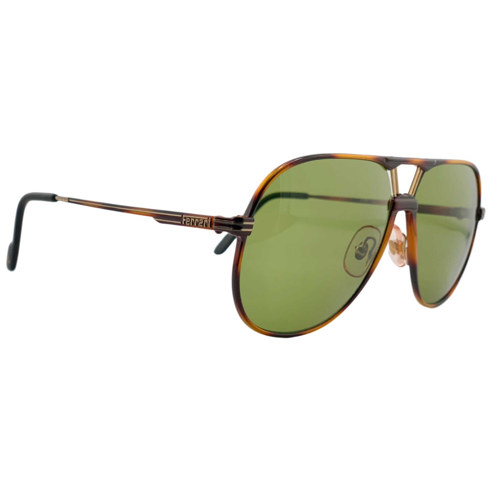 Original Vintage Ferrari Aviator F20 Tort Green Sunglasses in Superb Condition