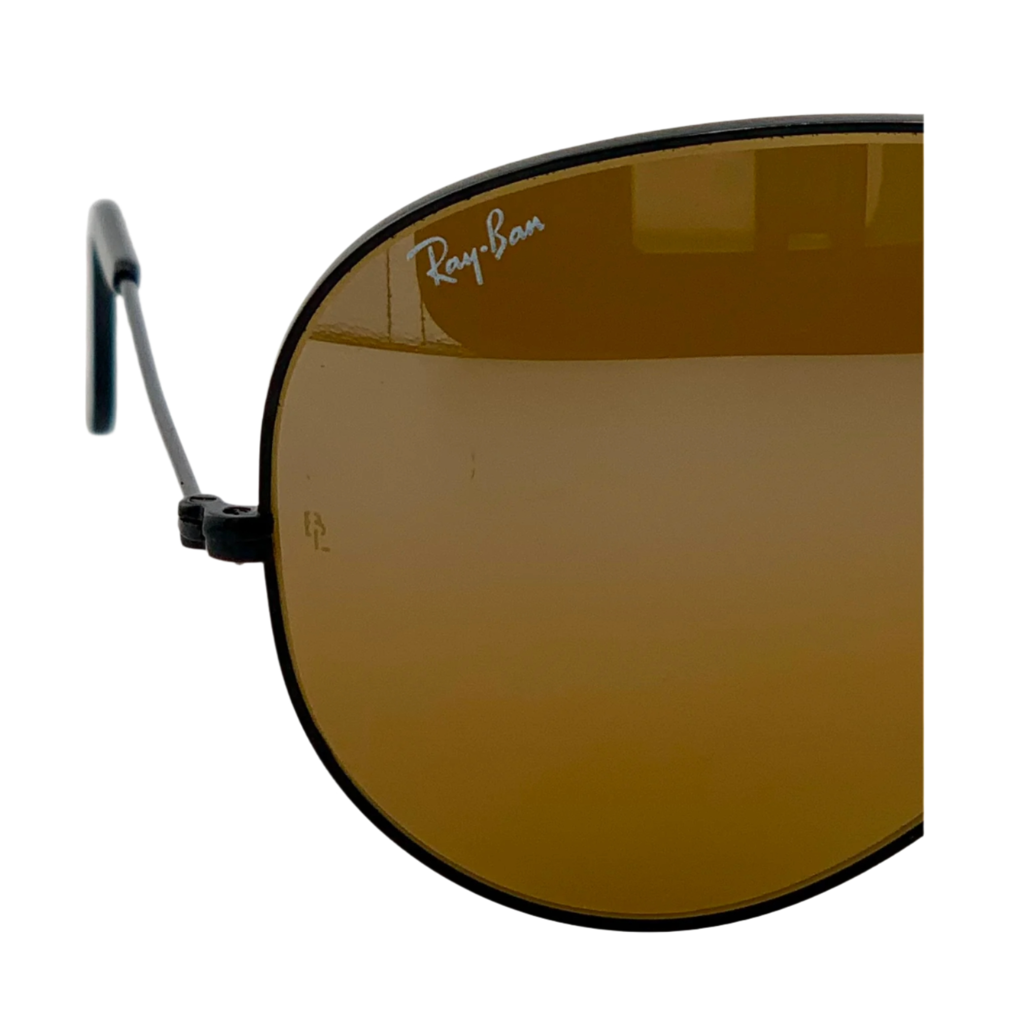 Black-framed Rayban Aviator sunglasses with brown lenses, offering 100% UV protection Authentic vintage item in superb, unworn condition