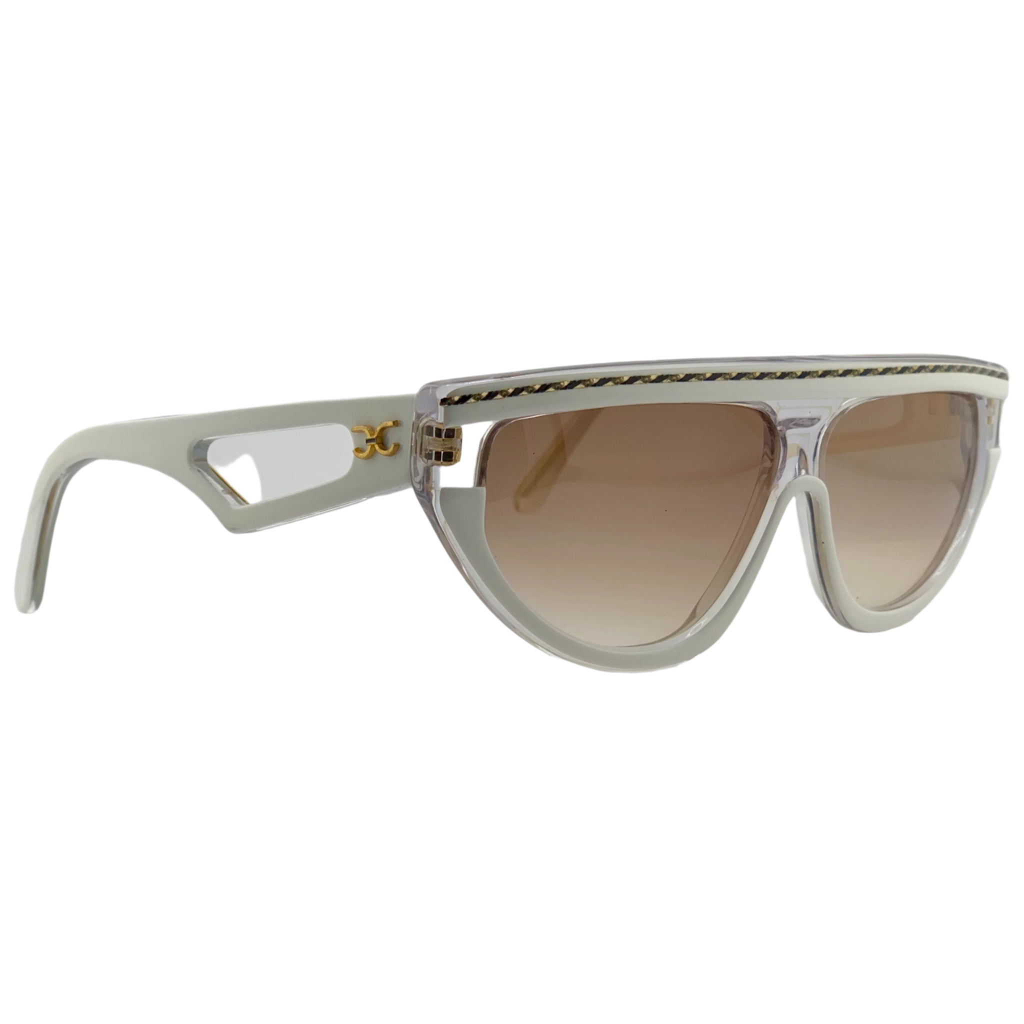 Authentic Vintage Claudia Carlotti Cat Eye Stratos CS180 Sunglasses in Brown Lens, Excellent Condition, Original from France