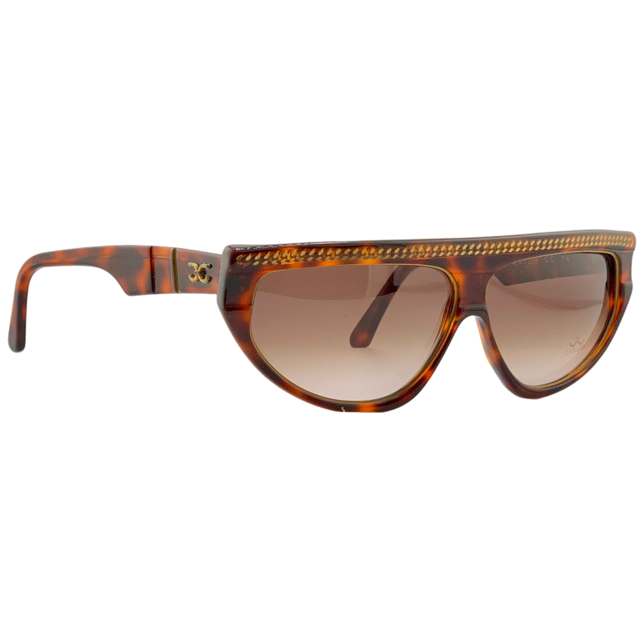 Original Vintage Claudia Carlotti Cat Eye Stratos CC 14 Sunglasses for Women, Tortoise Frame, Brown Lenses, Hand Made in France, Never Worn