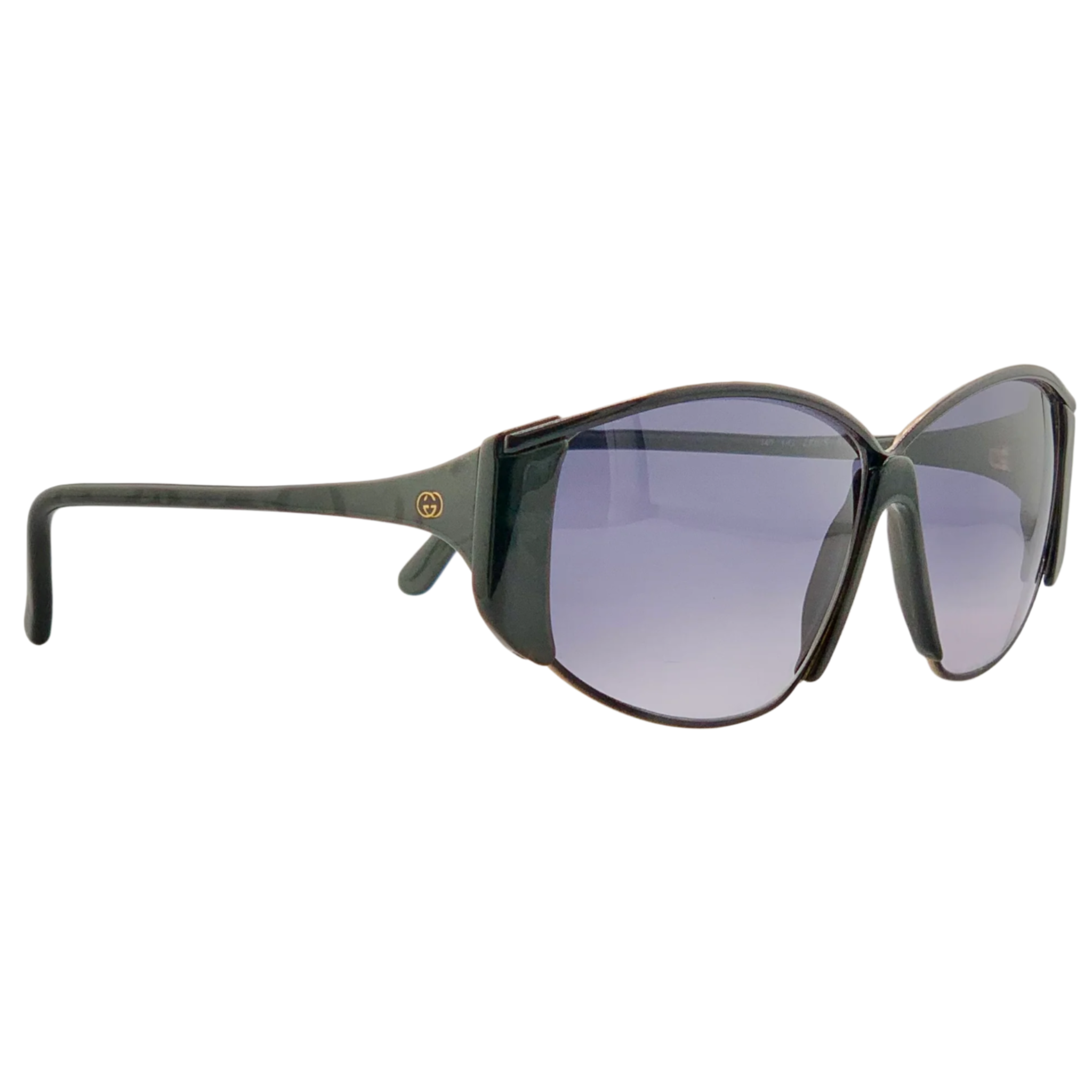 Authentic vintage Gucci oval 2308/S sunglasses in black frame from Italy