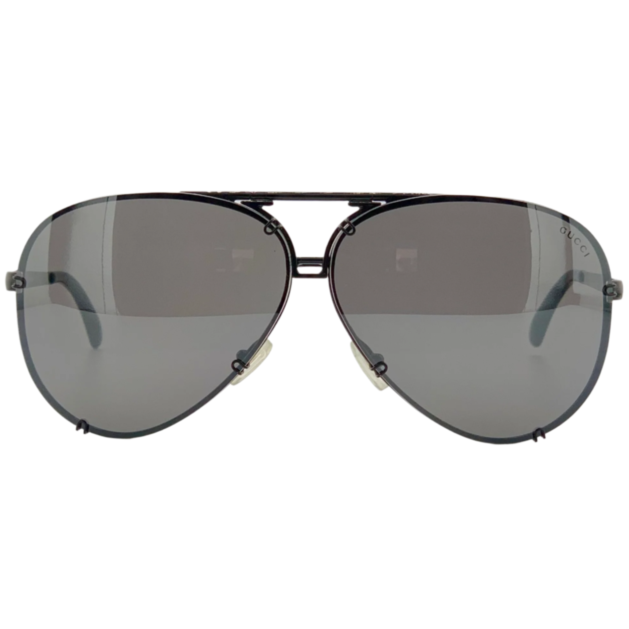 Vintage Gucci Aviator 1687/S sunglasses for men and women, with black frames and grey lenses, made in Italy and in superb condition, never before worn or sold, authentic original