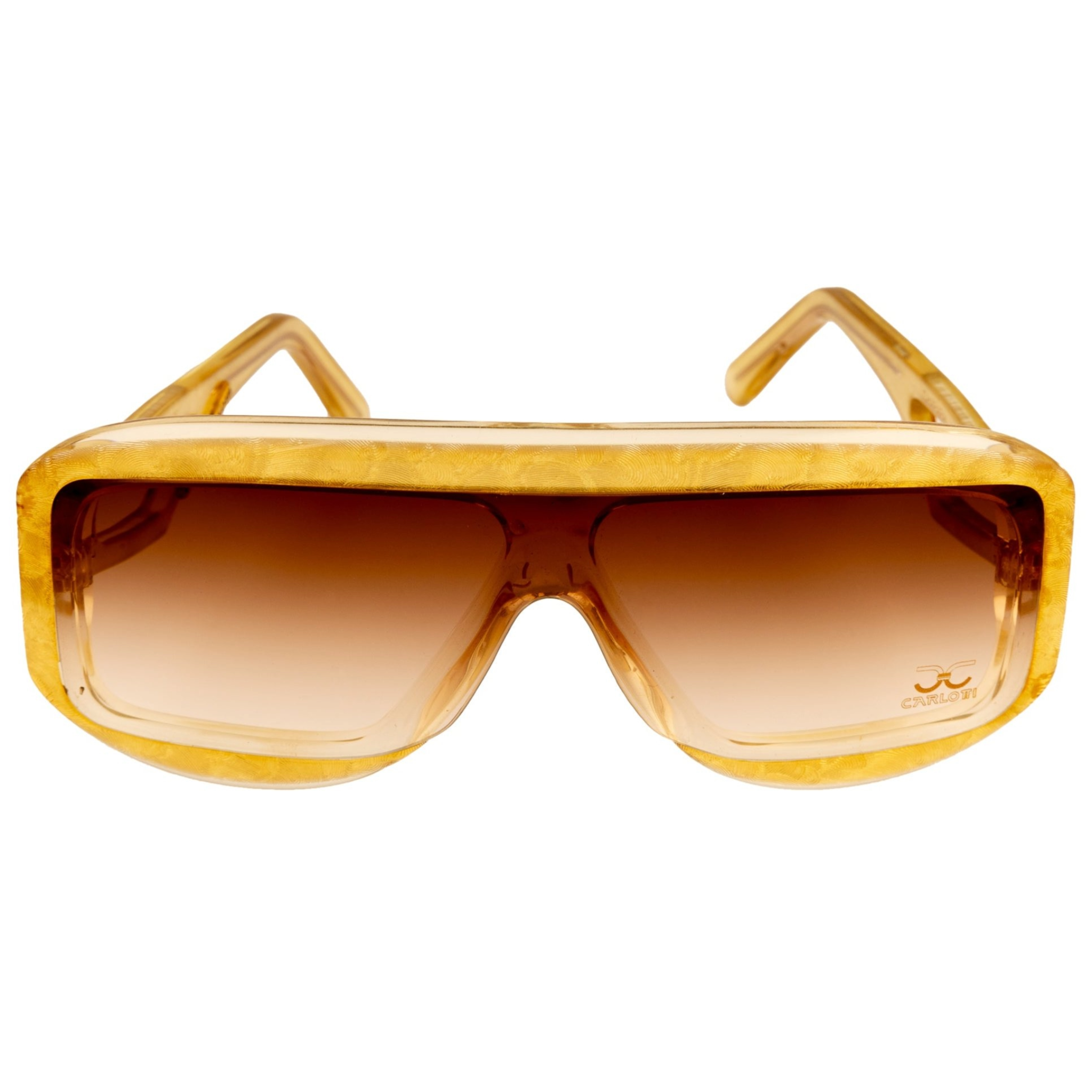 Vintage Claudia Carlotti flat brow sunglasses in black/gold for men and women, with brown lenses, hand made in France, never before worn or sold, in superb condition and authentic