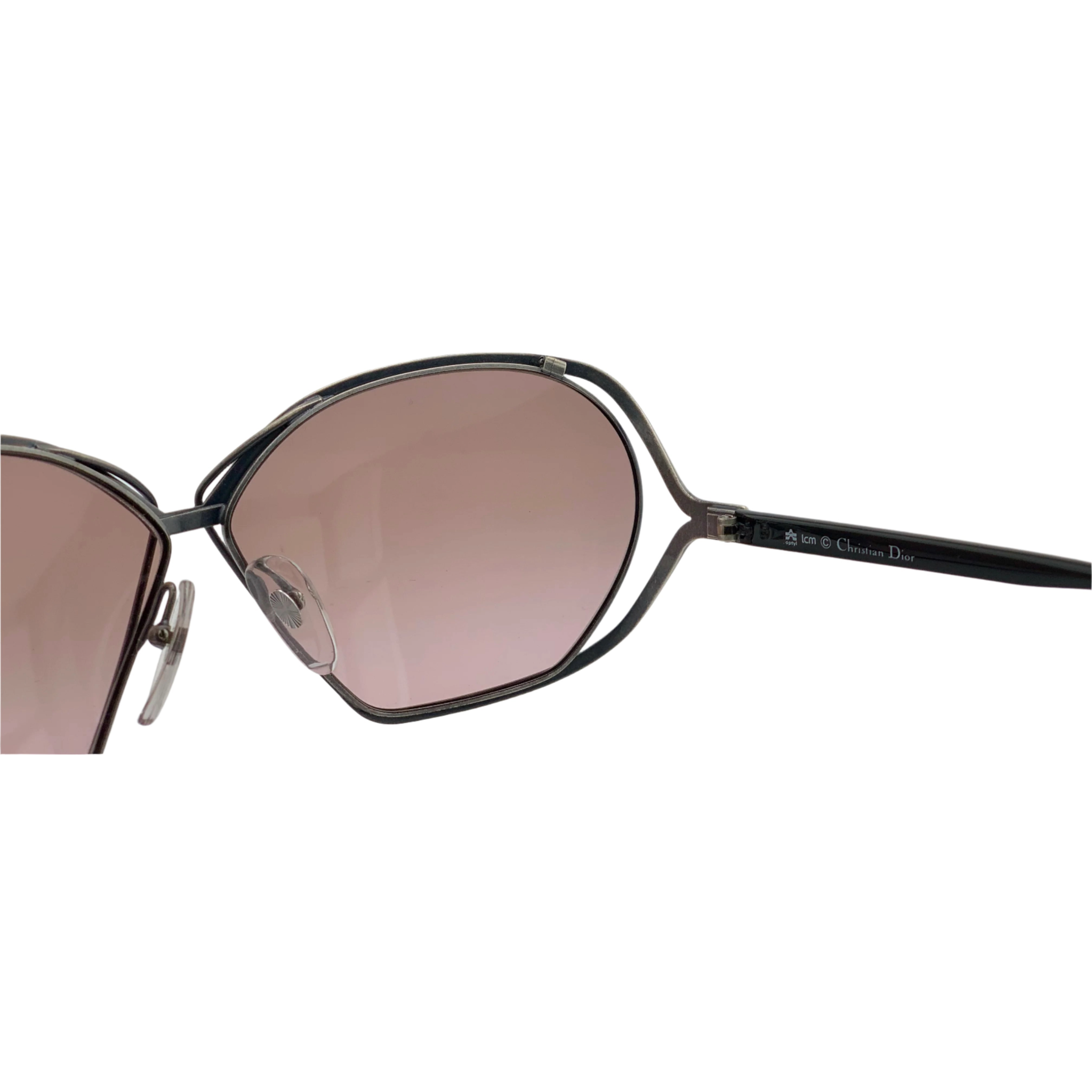  Authentic vintage Christian Dior Square 2499 70 sunglasses for women with rhodium/black frame and brown lens, made in Austria, in superb condition, never before worn or sold 