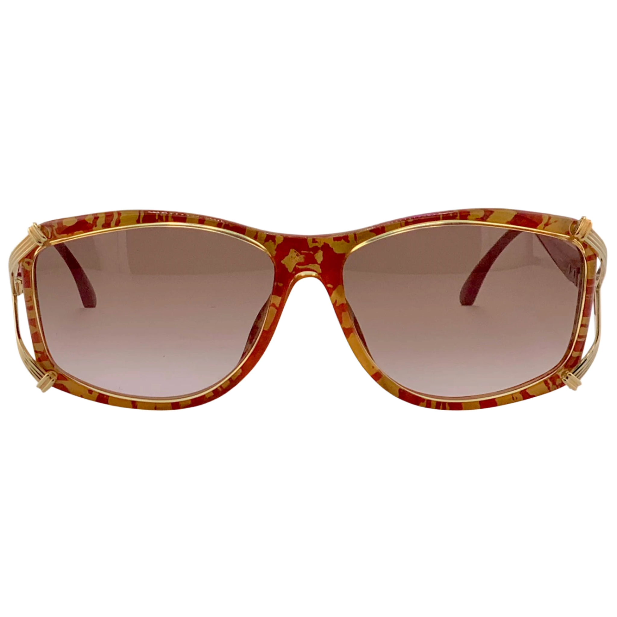 Vintage Christian Dior oval sunglasses in red and gold frame