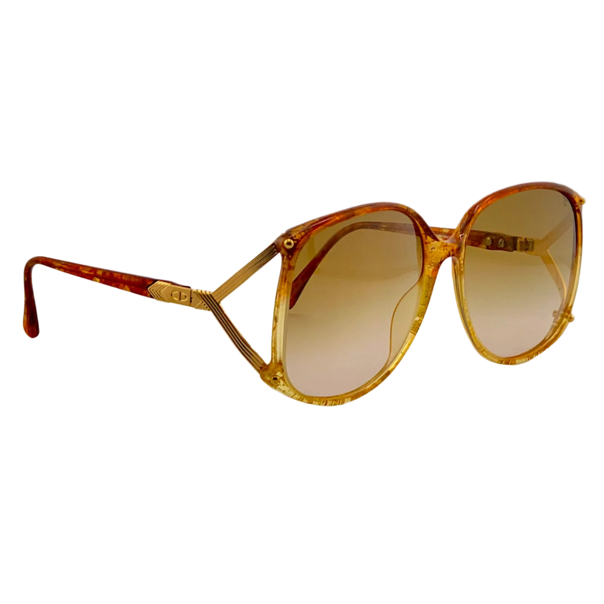 Brown lens Christian Dior round sunglasses made in Austria