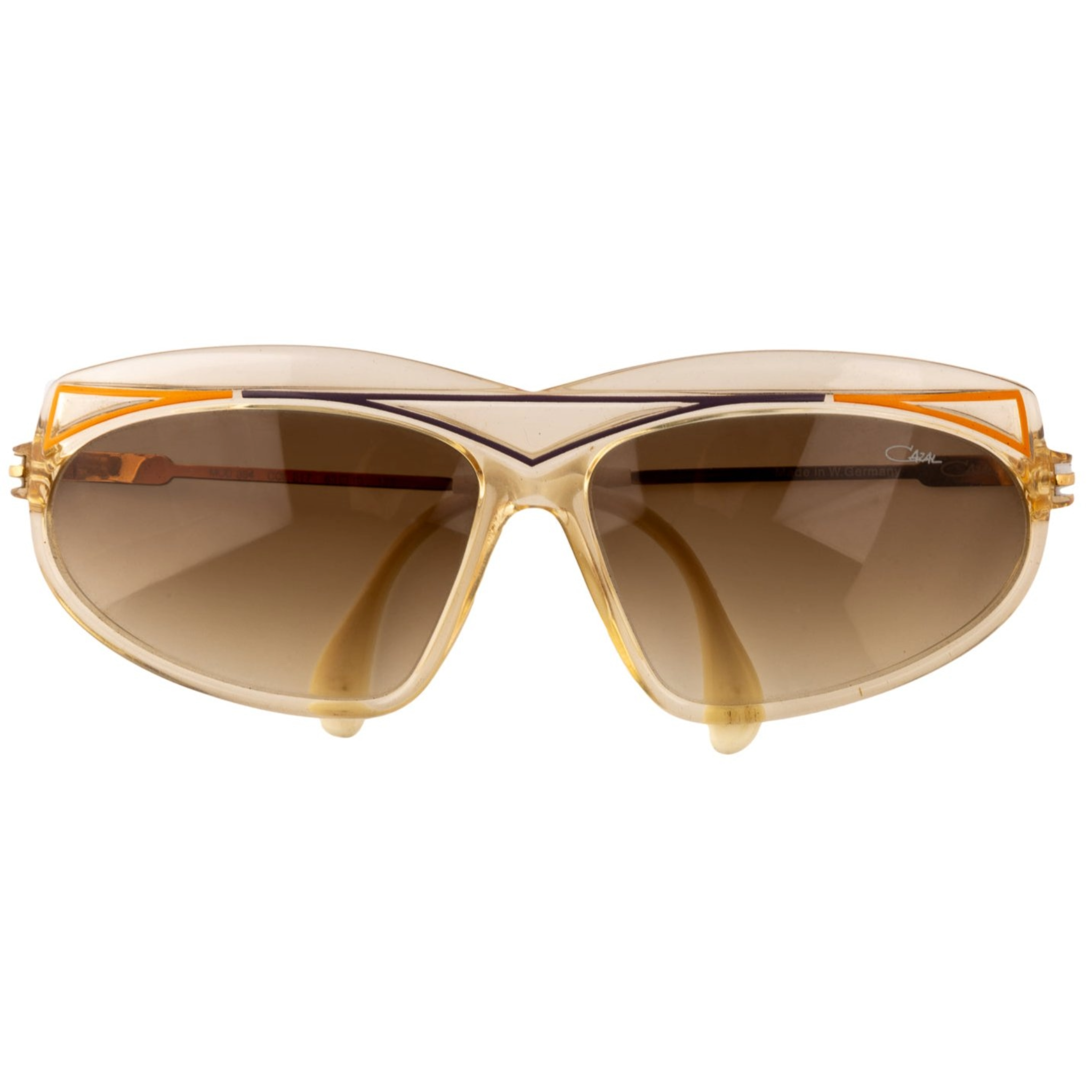 Unisex Cazal Oval 854 Sunglasses with crystal frame and brown lens