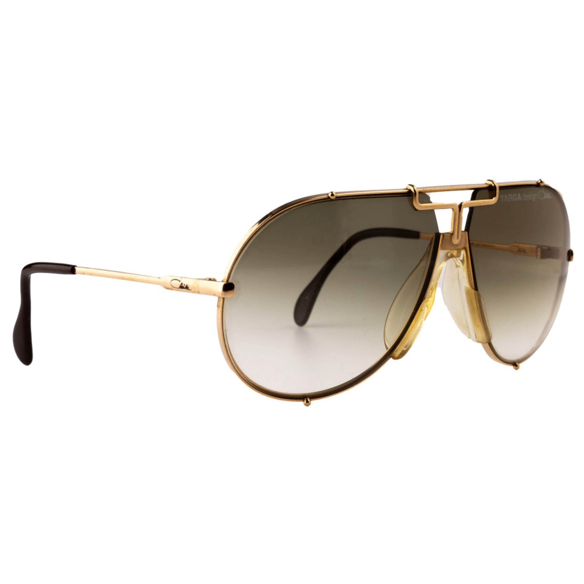 Brown Lens Vintage Cazal Targa Aviator Sunglasses in Gold for Men and Women