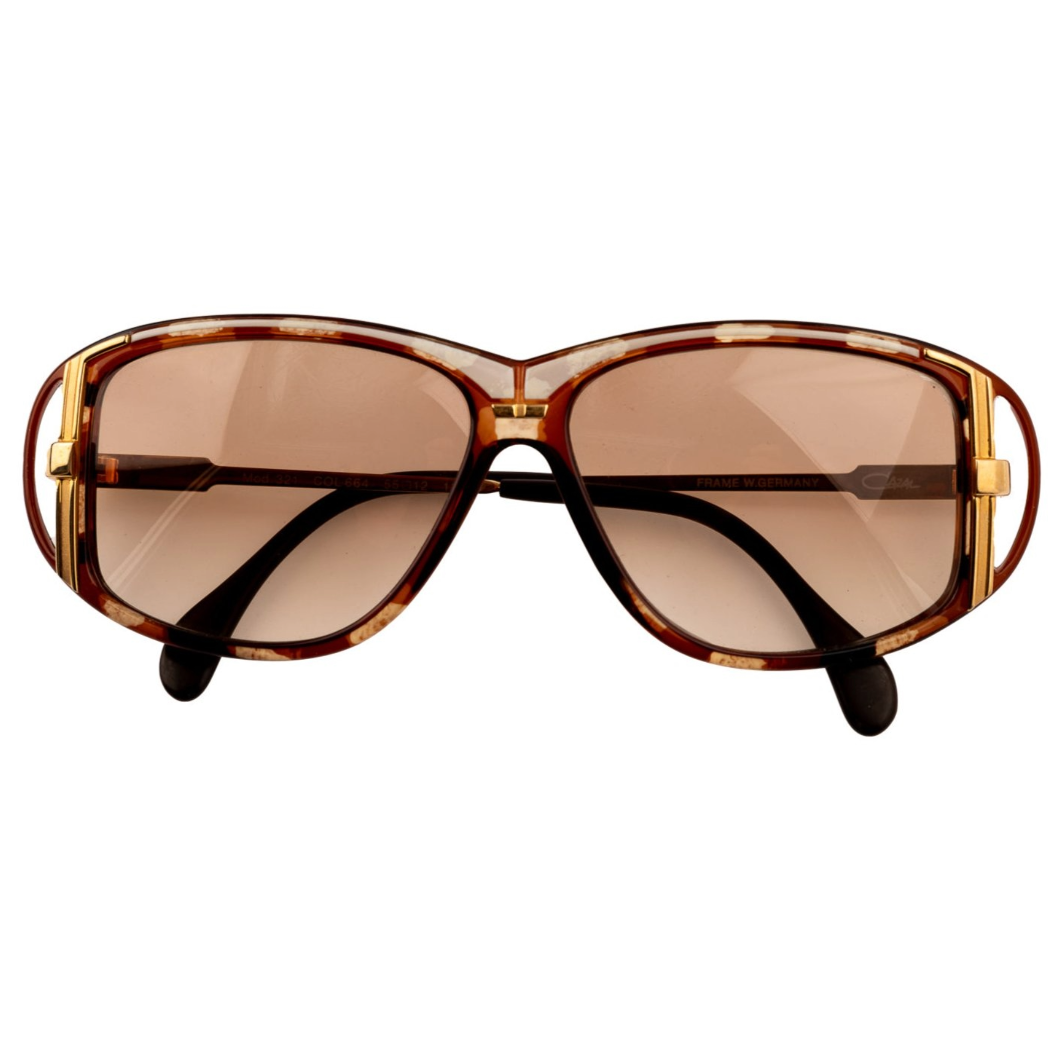 Authentic Cazal Oval 321 sunglasses in brown and gold frame