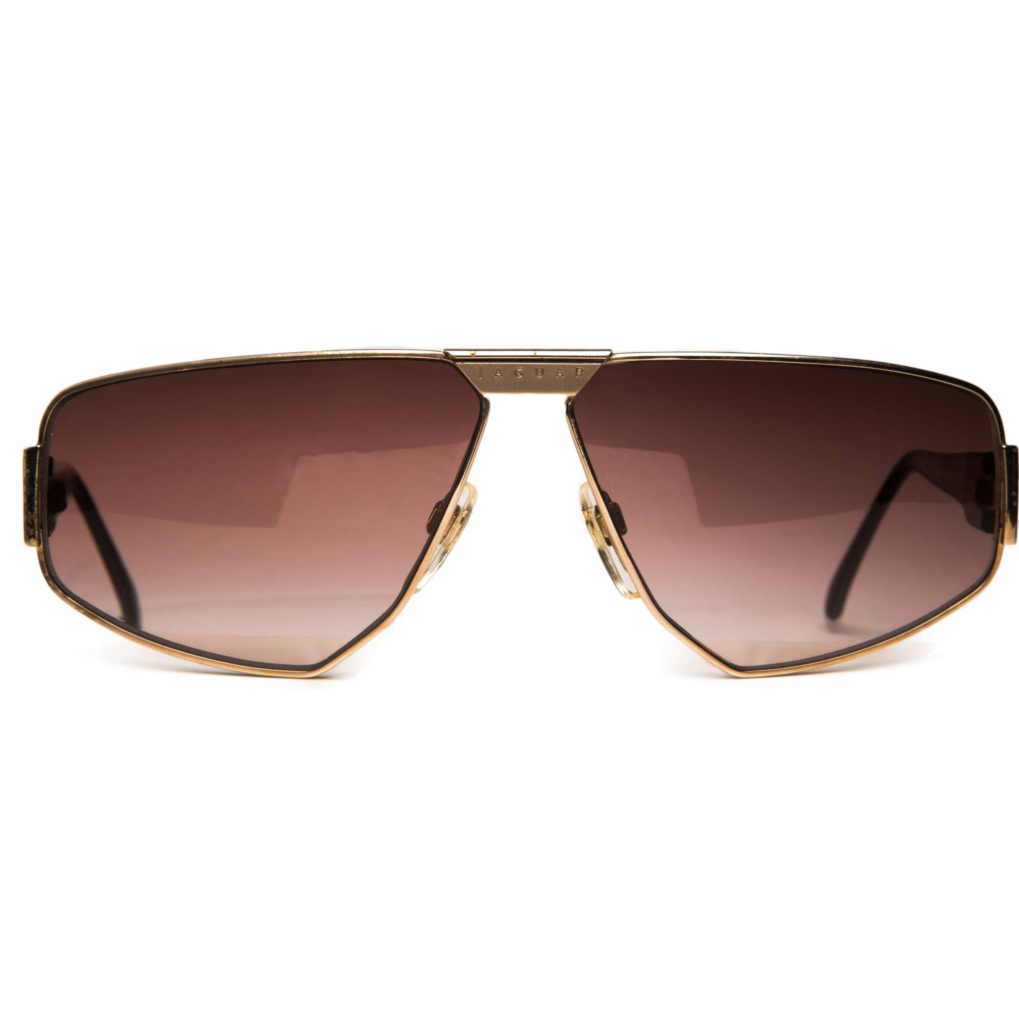 Black and gold Jaguar Flat Brow 719 sunglasses with sleek design