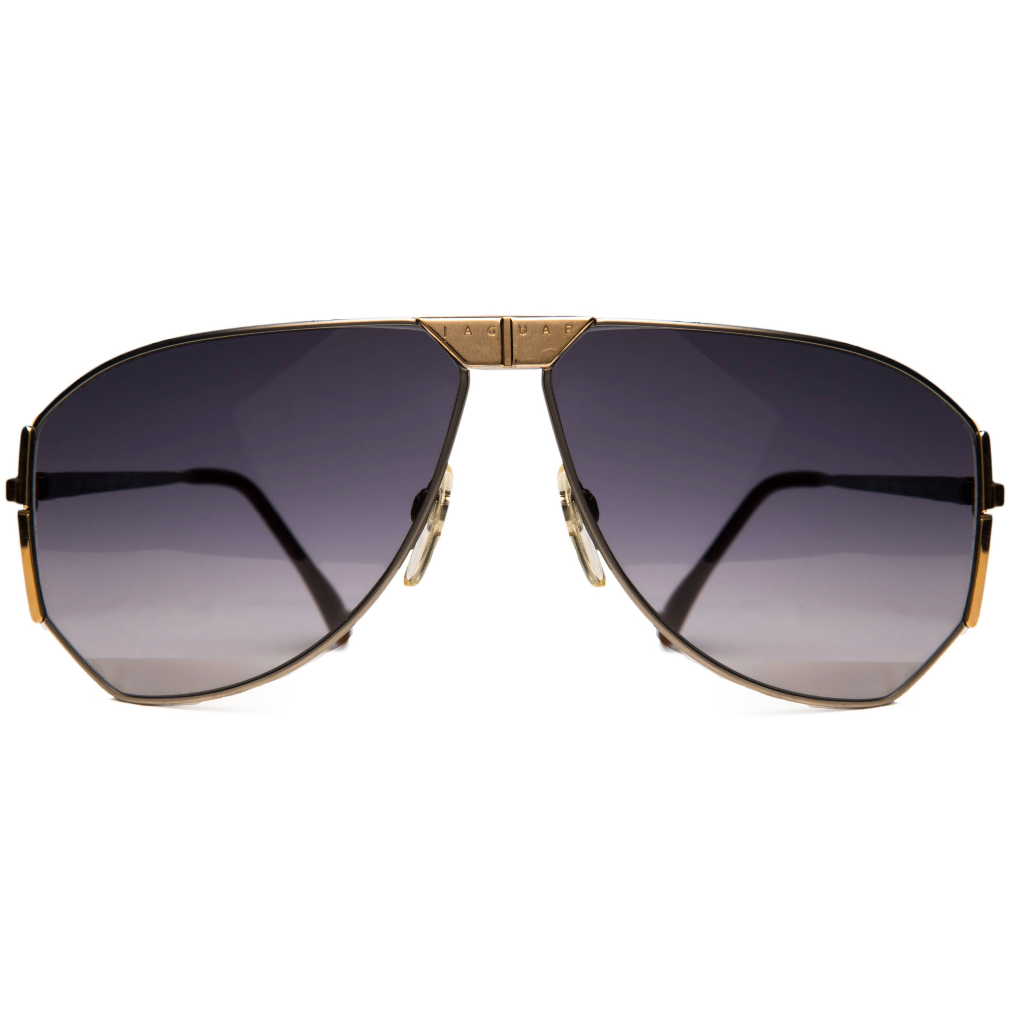 Vintage Jaguar Aviator 715 sunglasses in silver frame and blue gradient lens for men and women