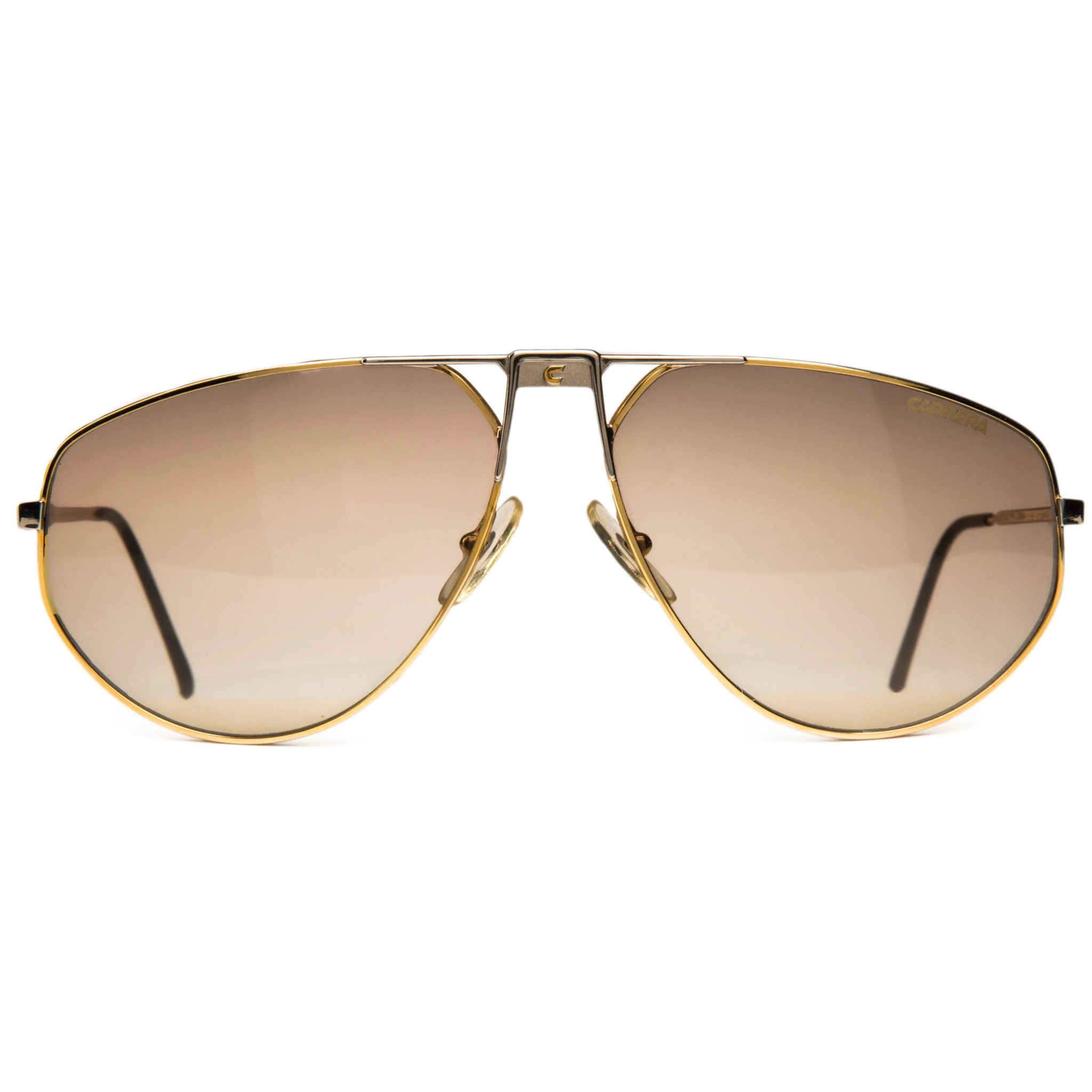 Vintage Carrera Aviator 5410 sunglasses for men and women in gold frame with light brown lenses offering 100% UV protection, in superb condition and never worn before 