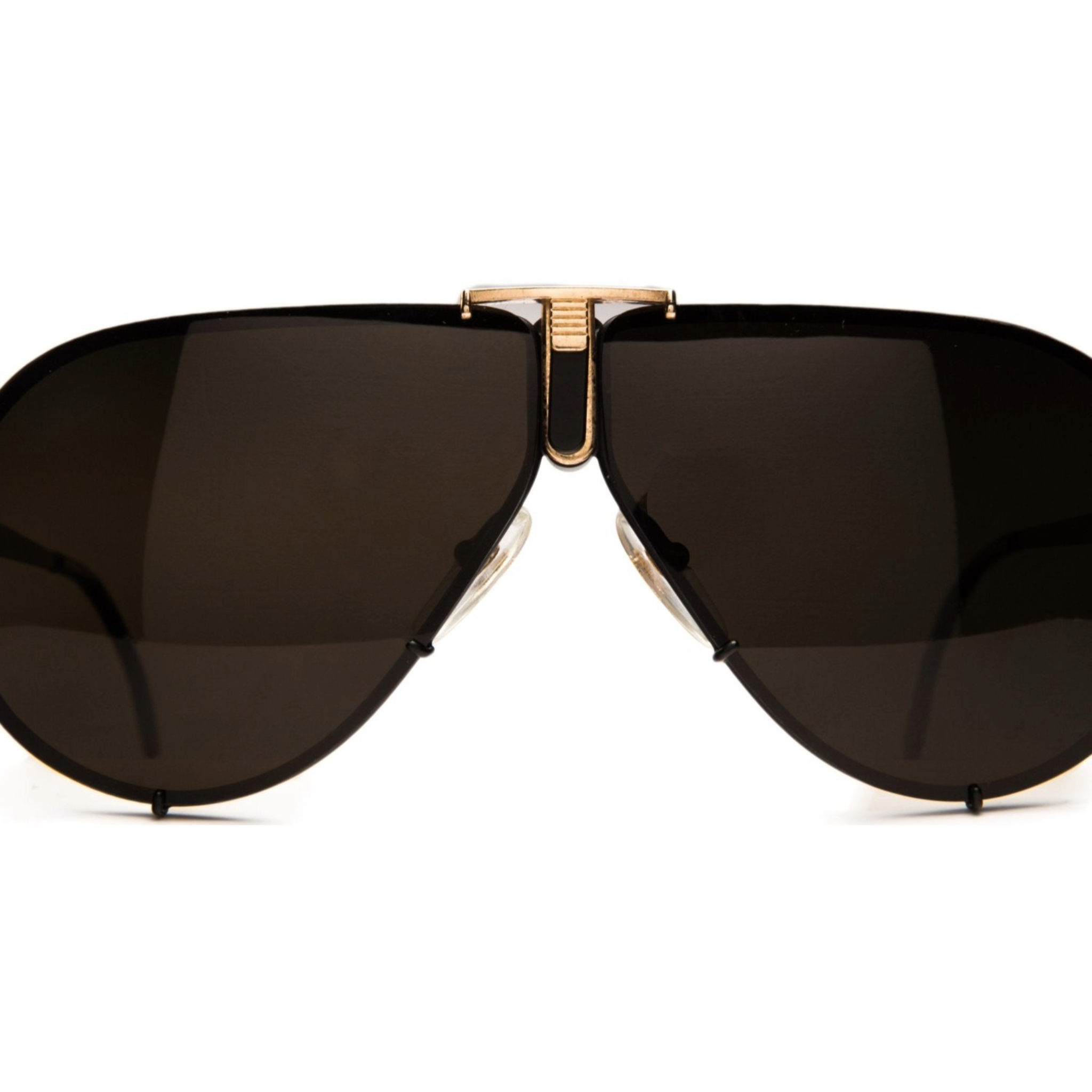 Vintage Maga 1002 Flat Brow sunglasses in gold frame and brown lenses, offering 100% UV protection