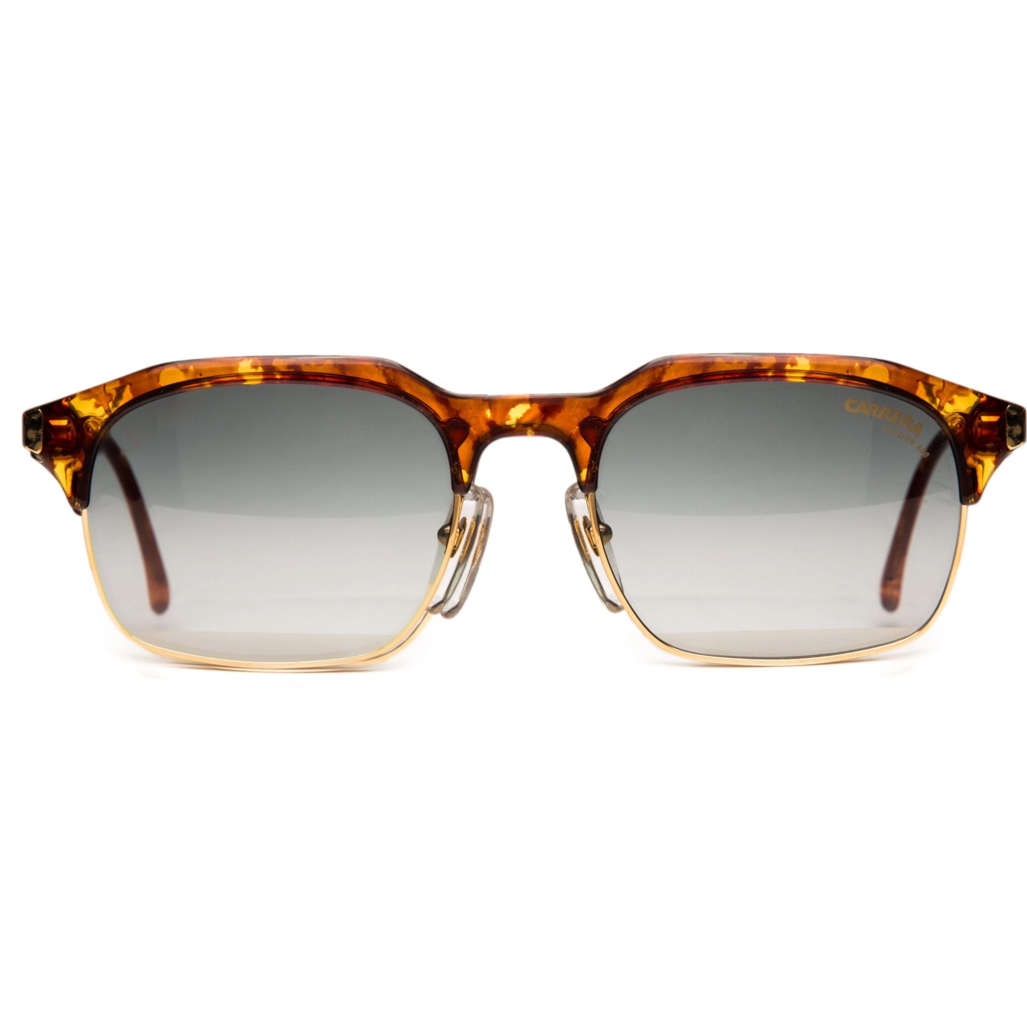 Vintage Carrera Clubmaster 5479 sunglasses for men and women, featuring a tortoiseshell frame and black lenses with 100% UV protection