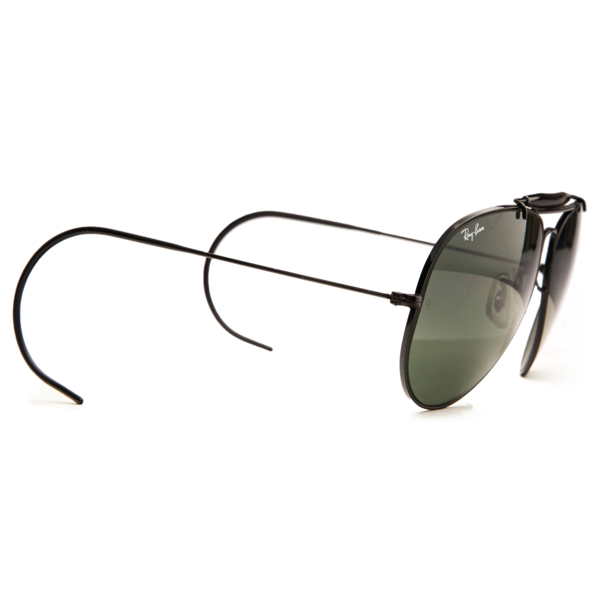  Authentic Vintage Rayban Aviator Shooter sunglasses designed for both men and women, featuring a black matte frame and black smoke lenses with 100% UV protection This original pair is in superb condition and has never been worn or sold 