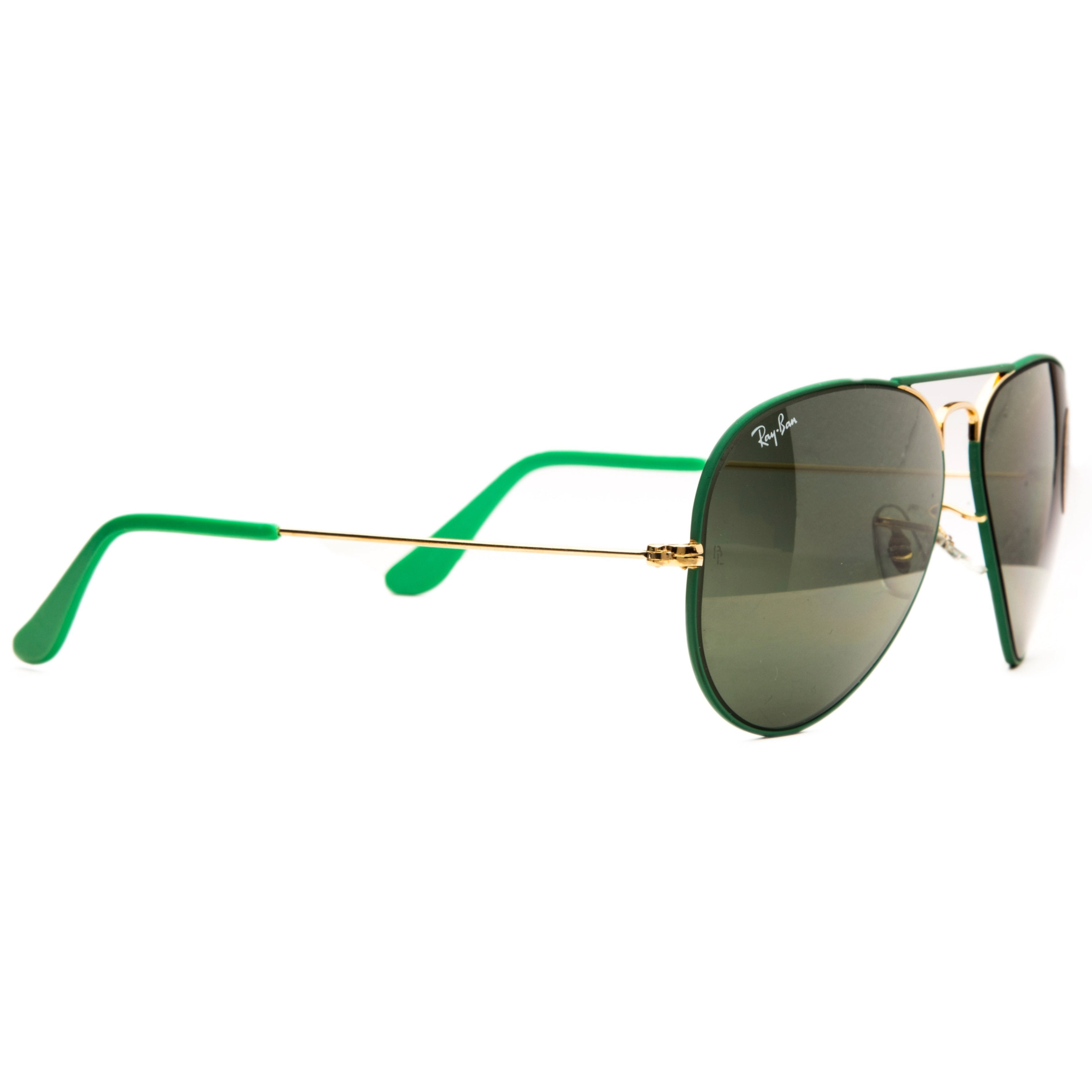 Rayban Aviator 0290 unisex sunglasses with gold metal frame and green polarized lenses