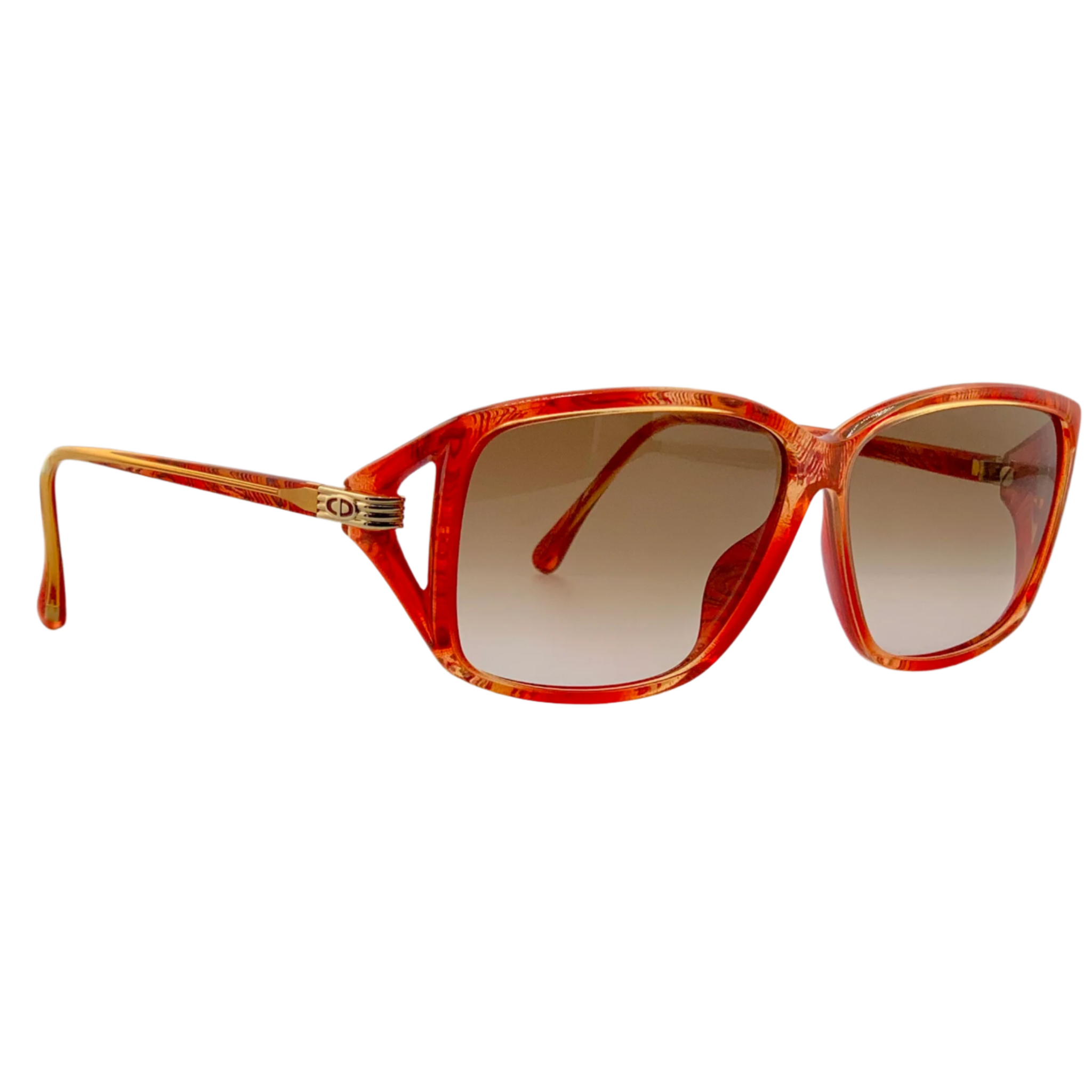 Red and gold frame with brown lenses